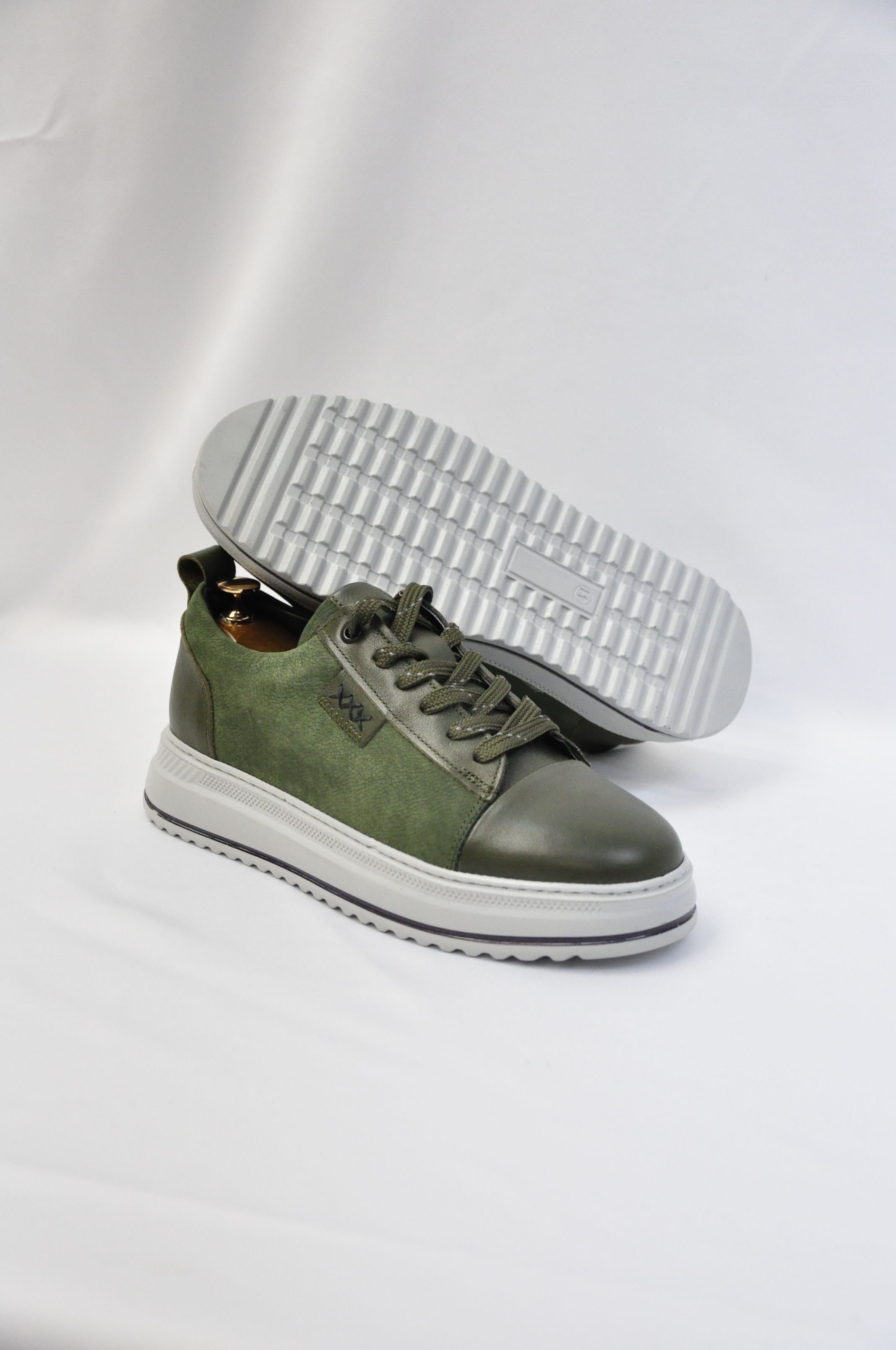 Oslo V2 Model Hakiki Natural Deri Sneaker Ayakkabı - HAKİ YEŞİLİ