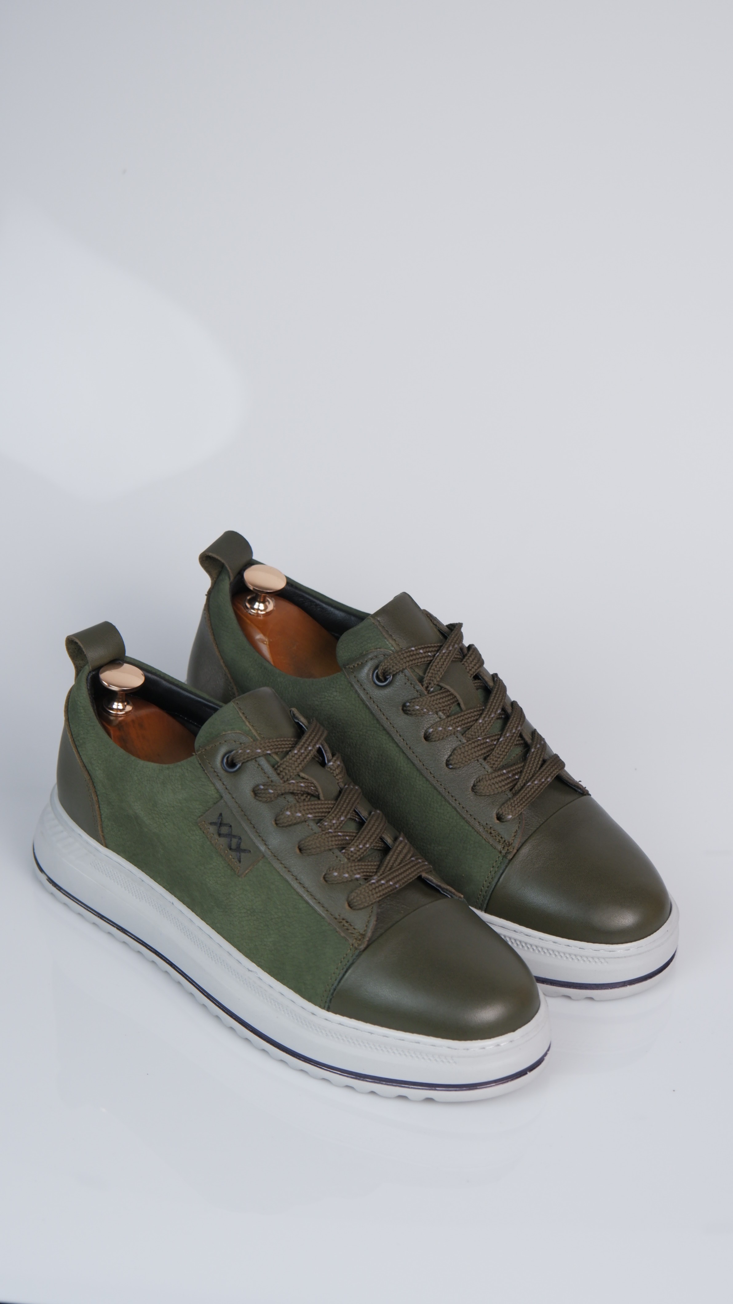 Oslo V2 Model Hakiki Natural Deri Sneaker Ayakkabı - HAKİ YEŞİLİ