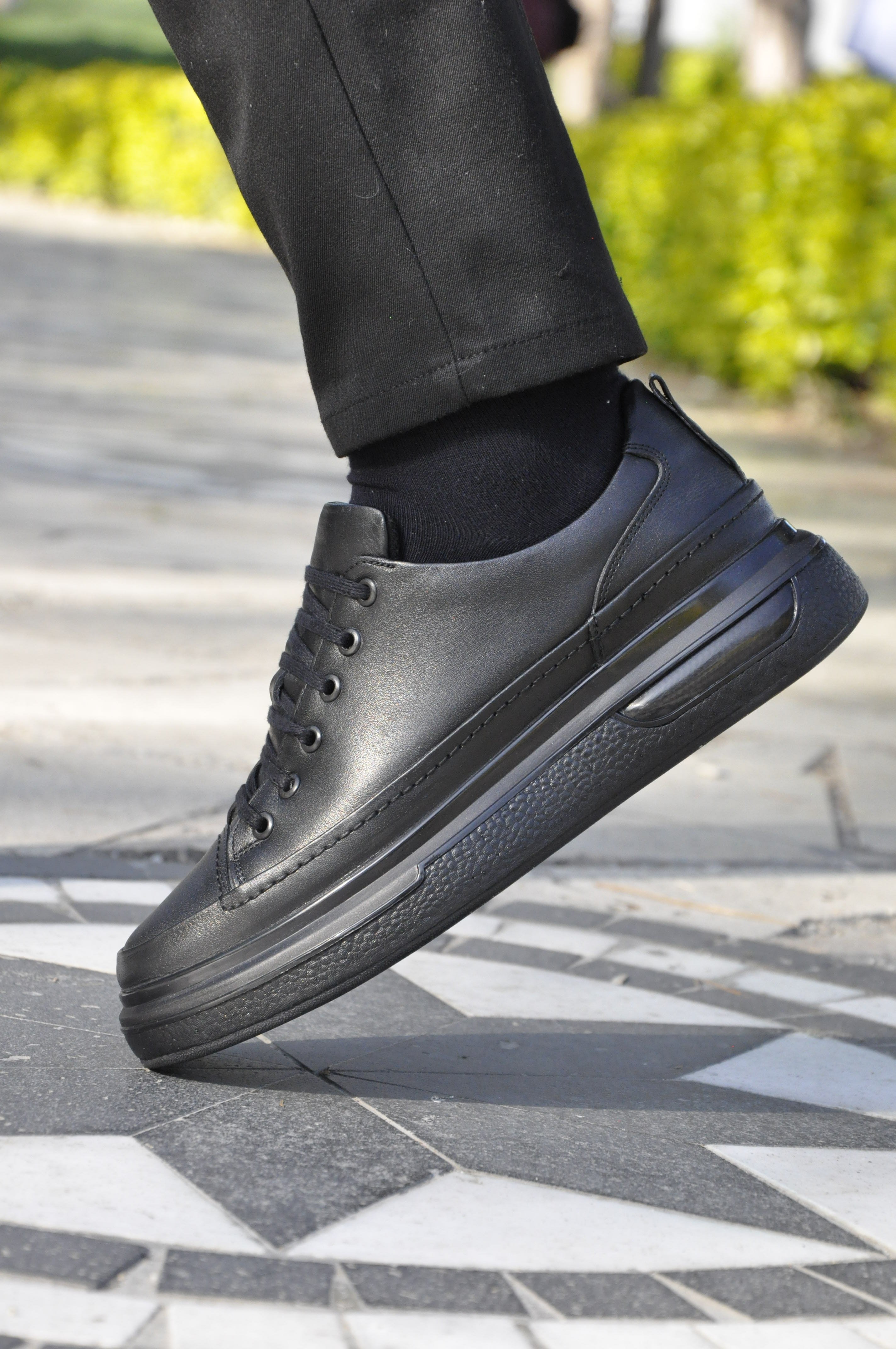 Pekin Model Hakiki Natural Deri Sneaker Ayakkabı - Siyah B