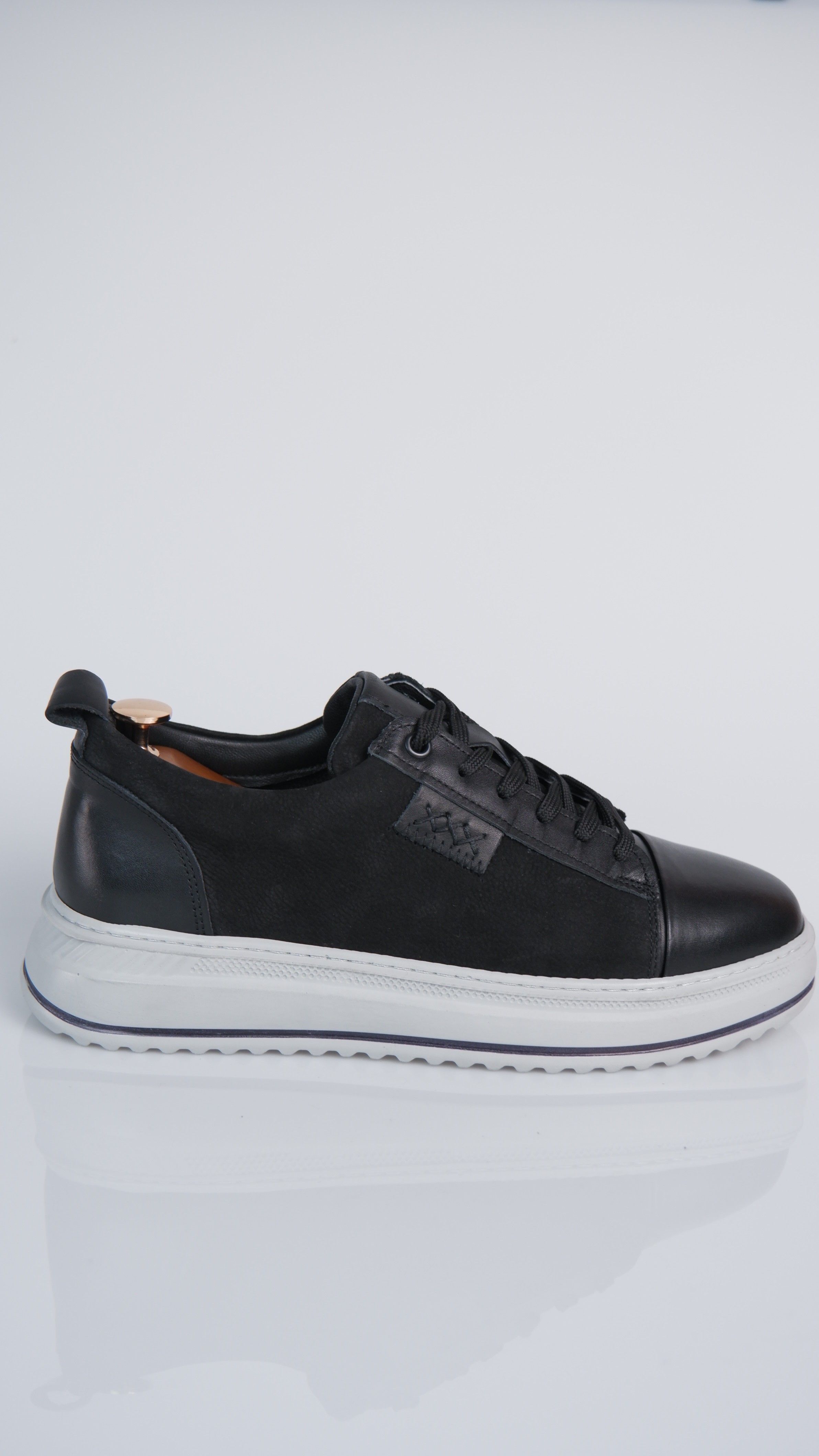 Oslo V2 Model Hakiki Natural Deri Sneaker Ayakkabı - Siyah