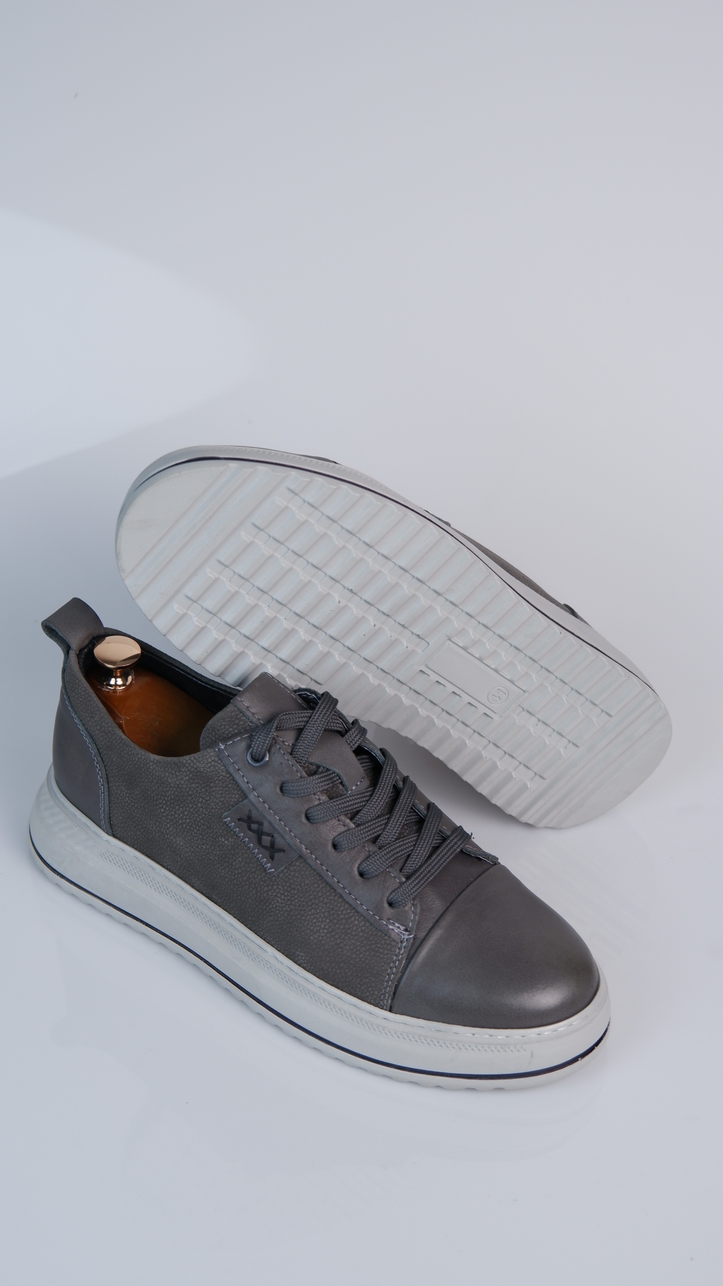 Oslo V2 Model Hakiki Natural Deri Sneaker Ayakkabı - Gri