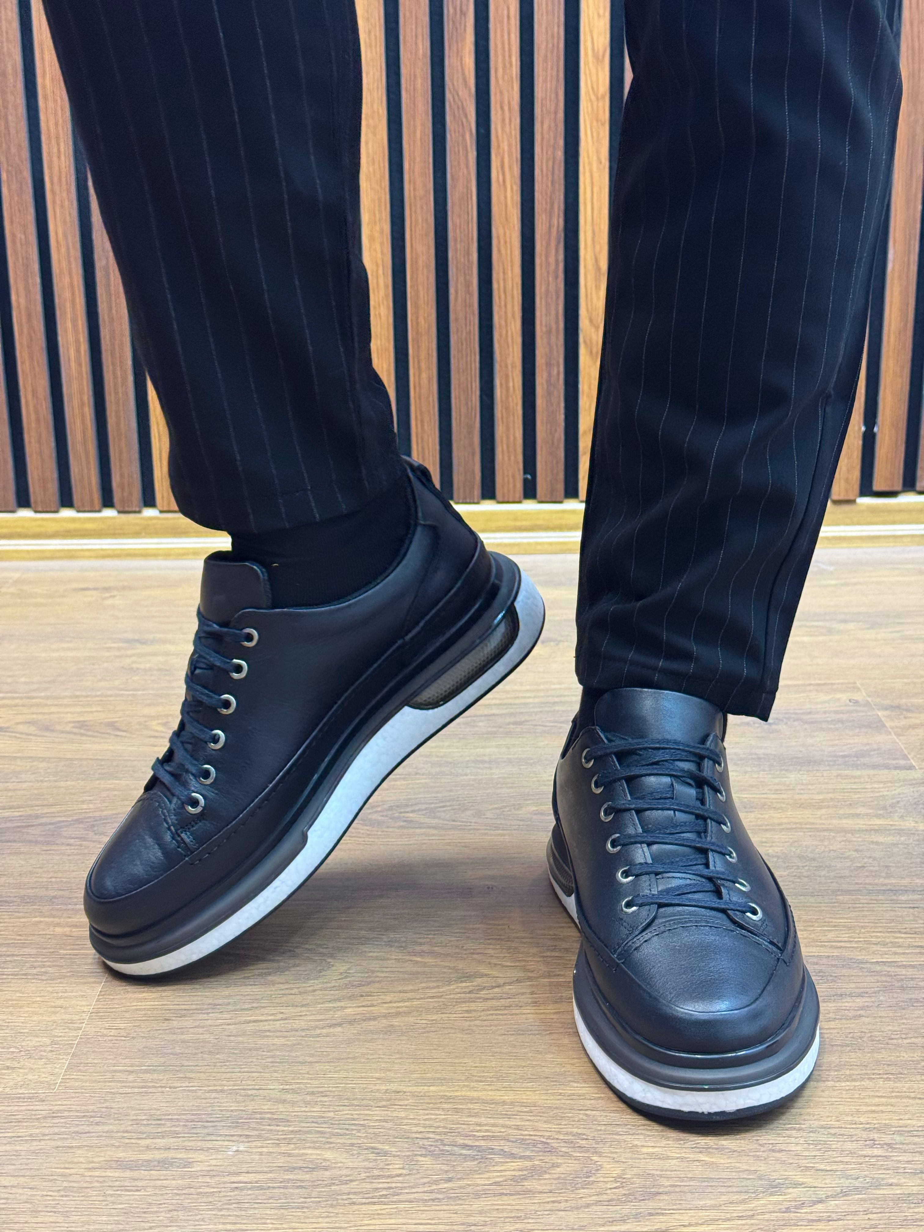 Pekin Model Hakiki Natural Deri Sneaker Ayakkabı - Siyah