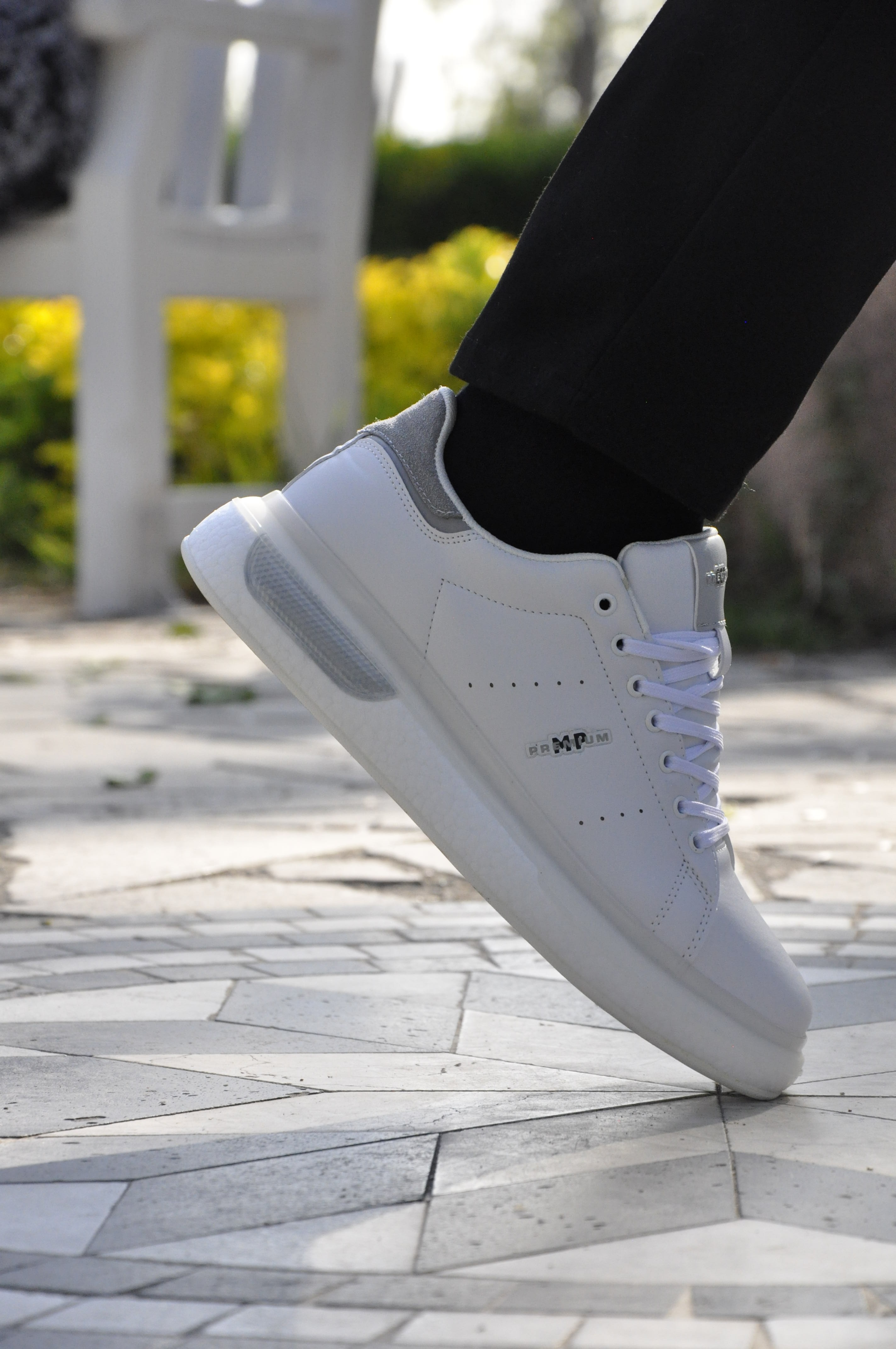 Pekin Model Hakiki Natural Deri Sneaker Ayakkabı - Beyaz