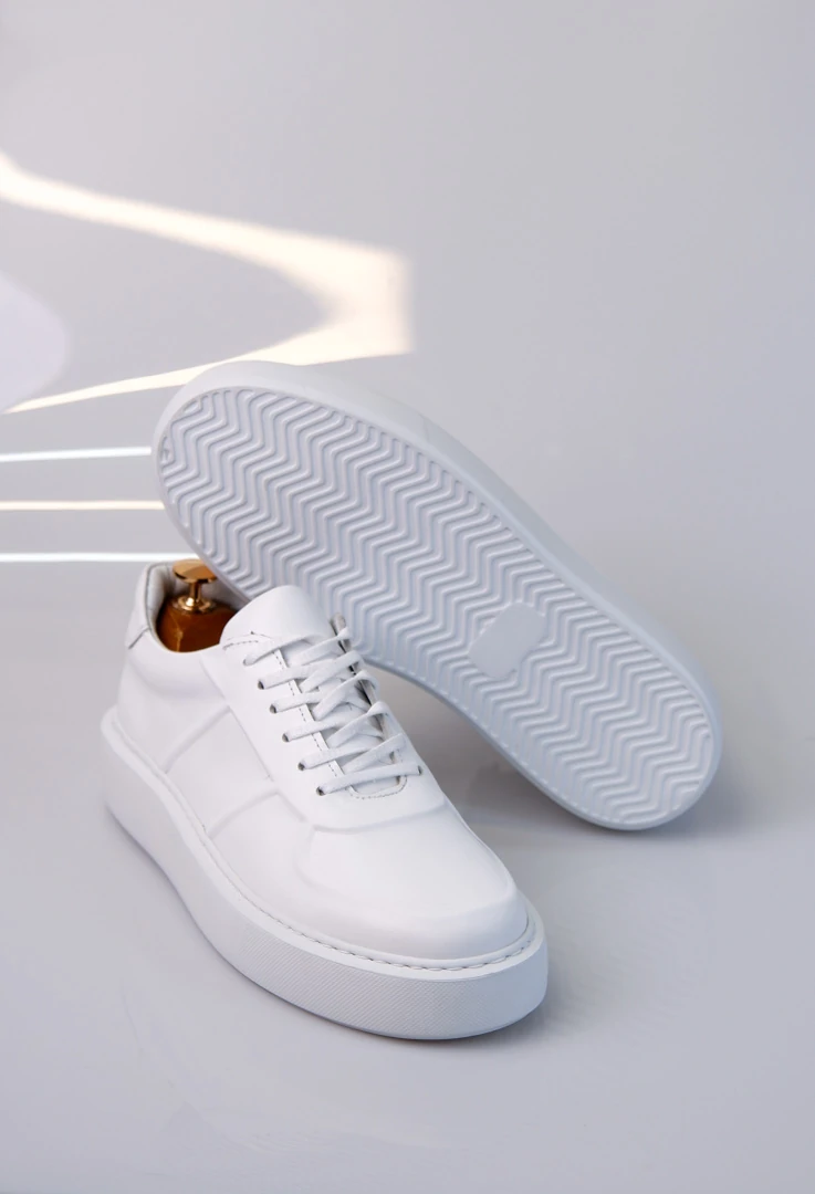 Navy Model hakiki Natural Deri Sneaker Ayakkabı - Beyaz