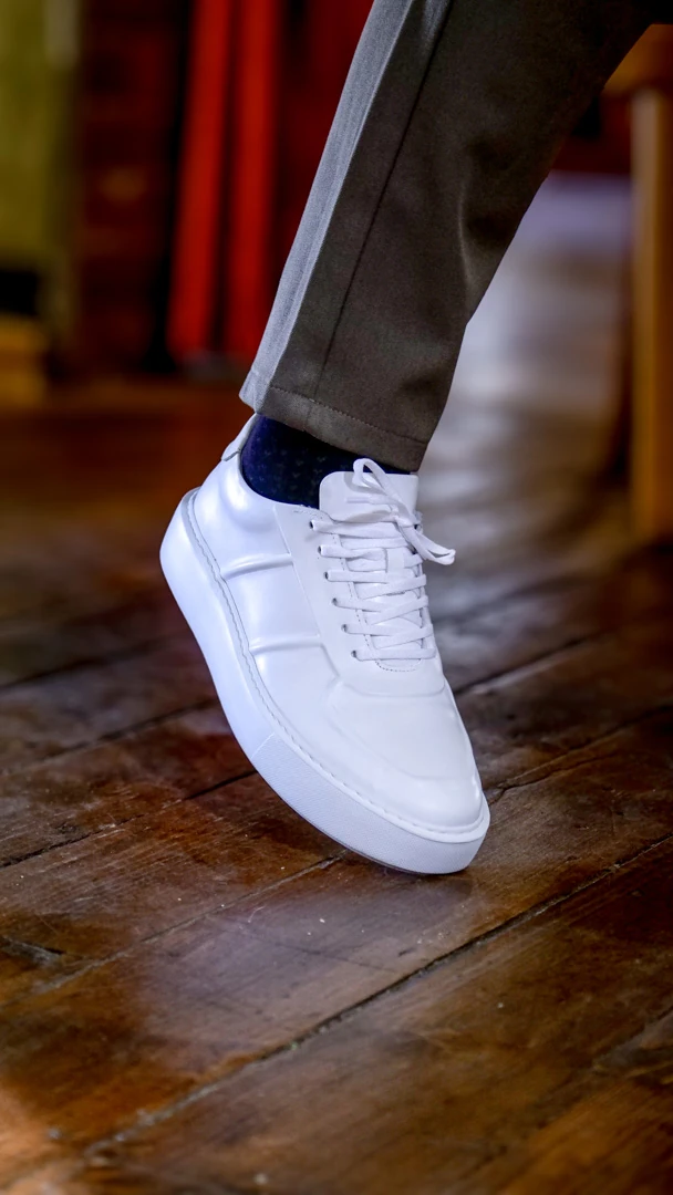 Navy Model hakiki Natural Deri Sneaker Ayakkabı - Beyaz