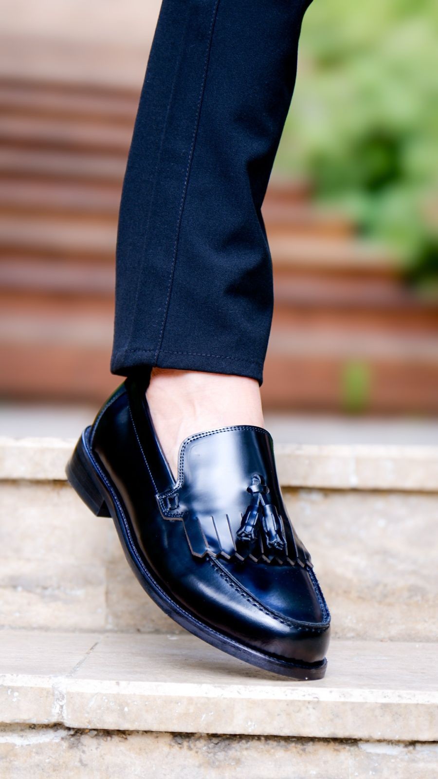 Step Model Hakiki Natural Açma Deri Loafer Ayakkabı - Siyah