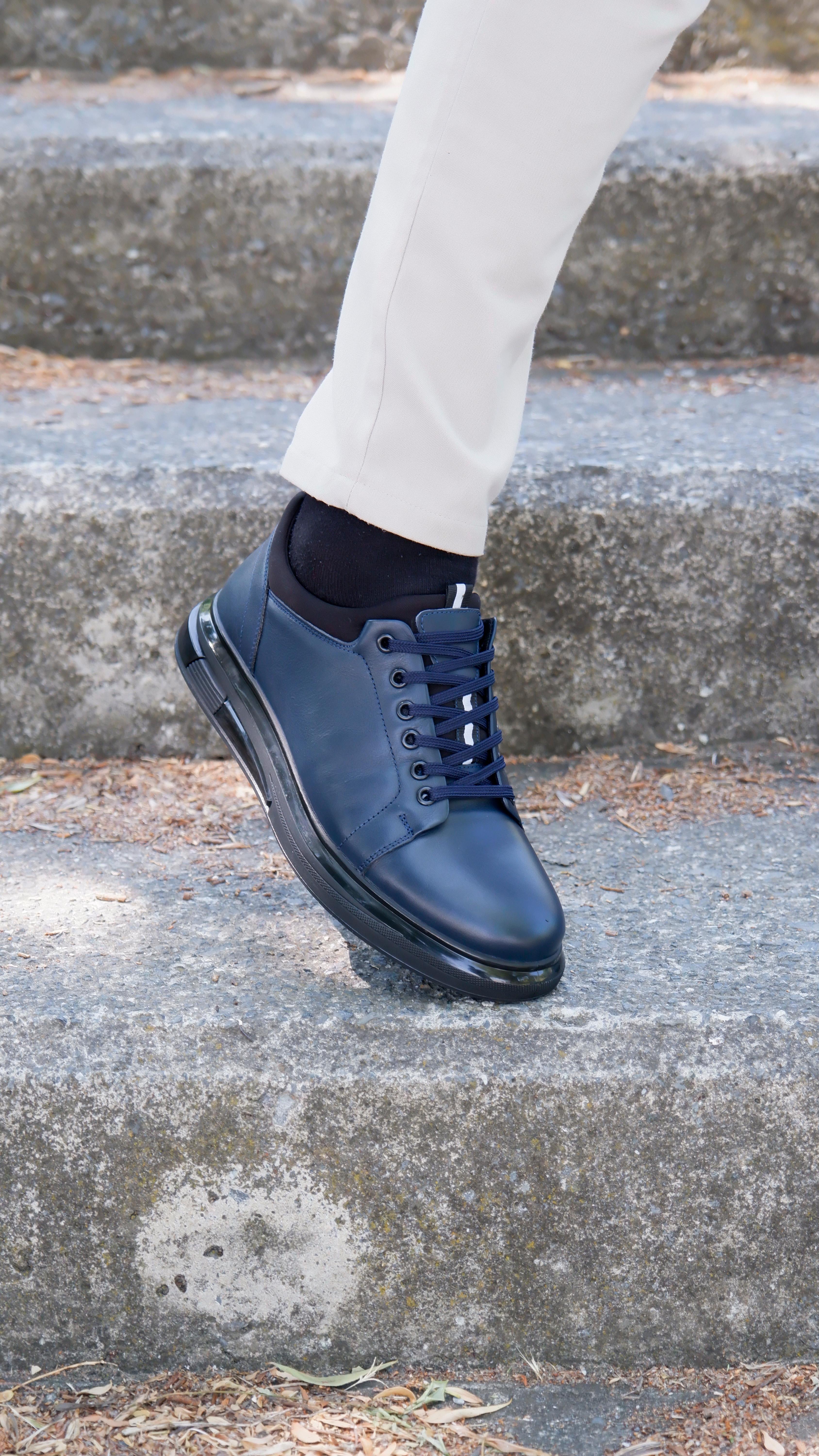 Roma Model Hakiki Natural Deri Sneaker Ayakkabı - LACİVERT