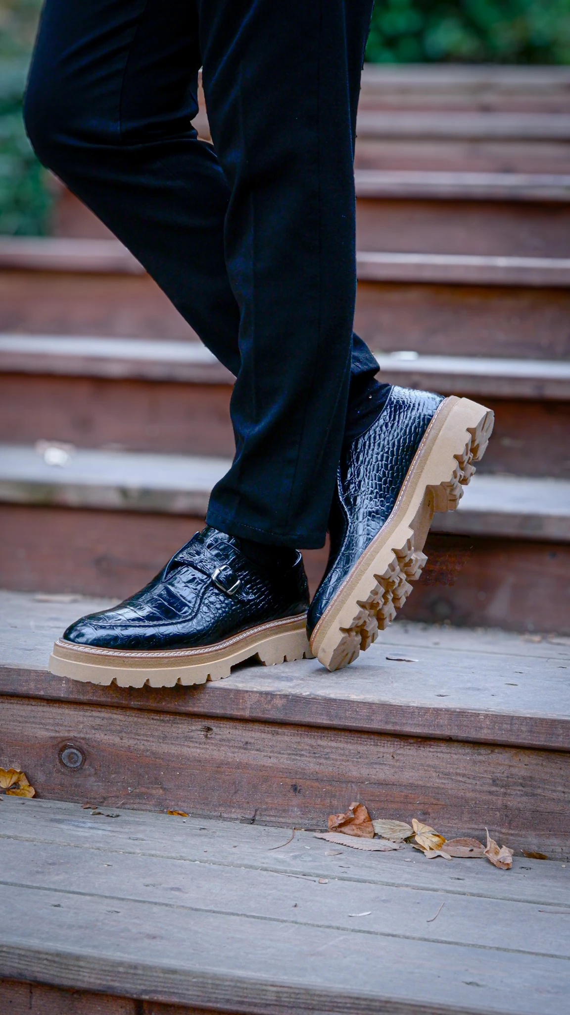 Derby Model Hakiki Natural Kroko Deri Casual Ayakkabı