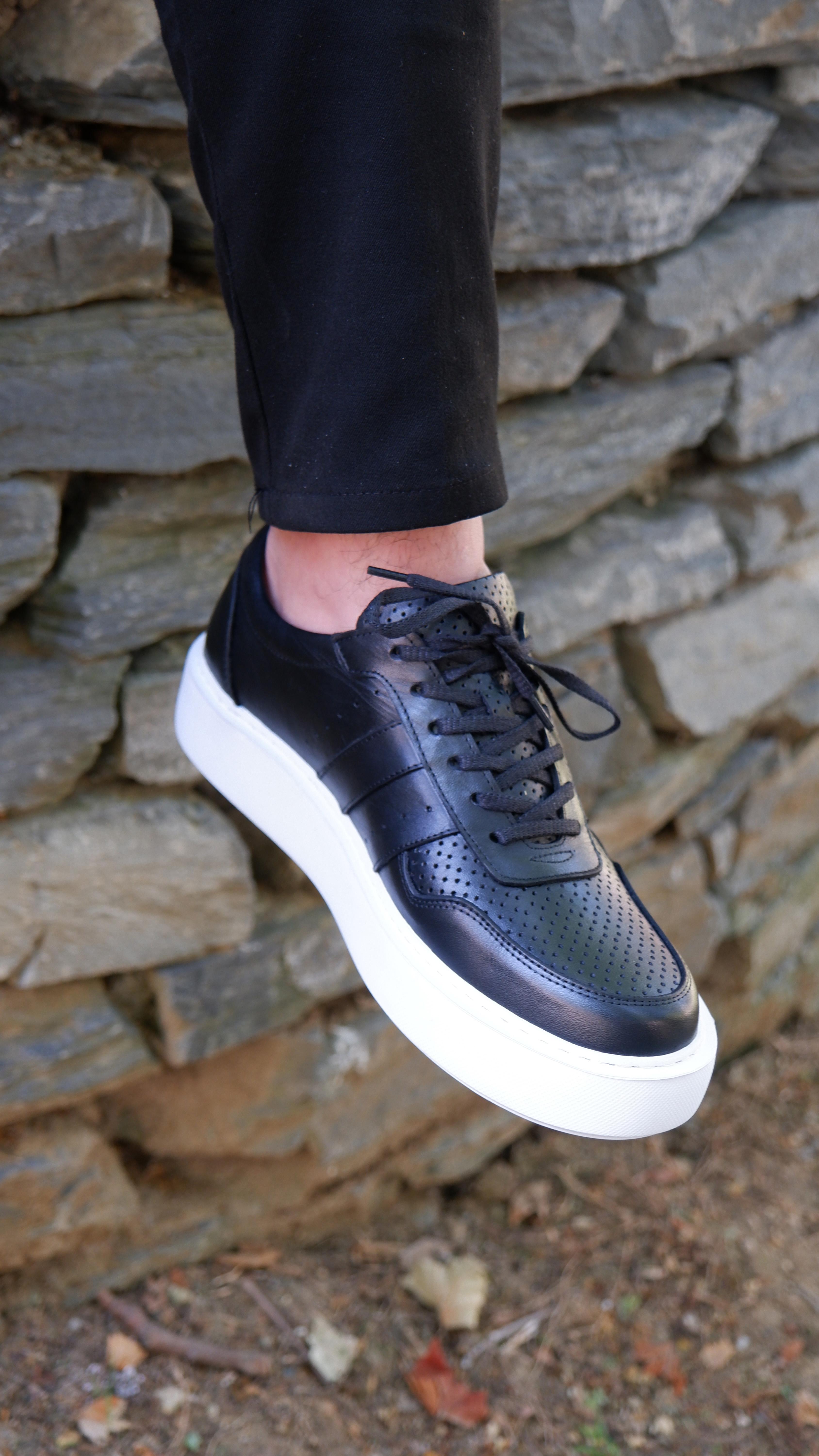 Viper Model Hakiki Natural Deri Sneaker Ayakkabı - Siyah