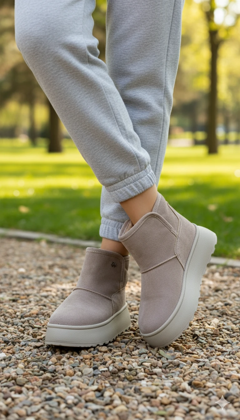 Foundry Model Süet Detaylı Kadın Günlük Bot Ayakkabı - Taş