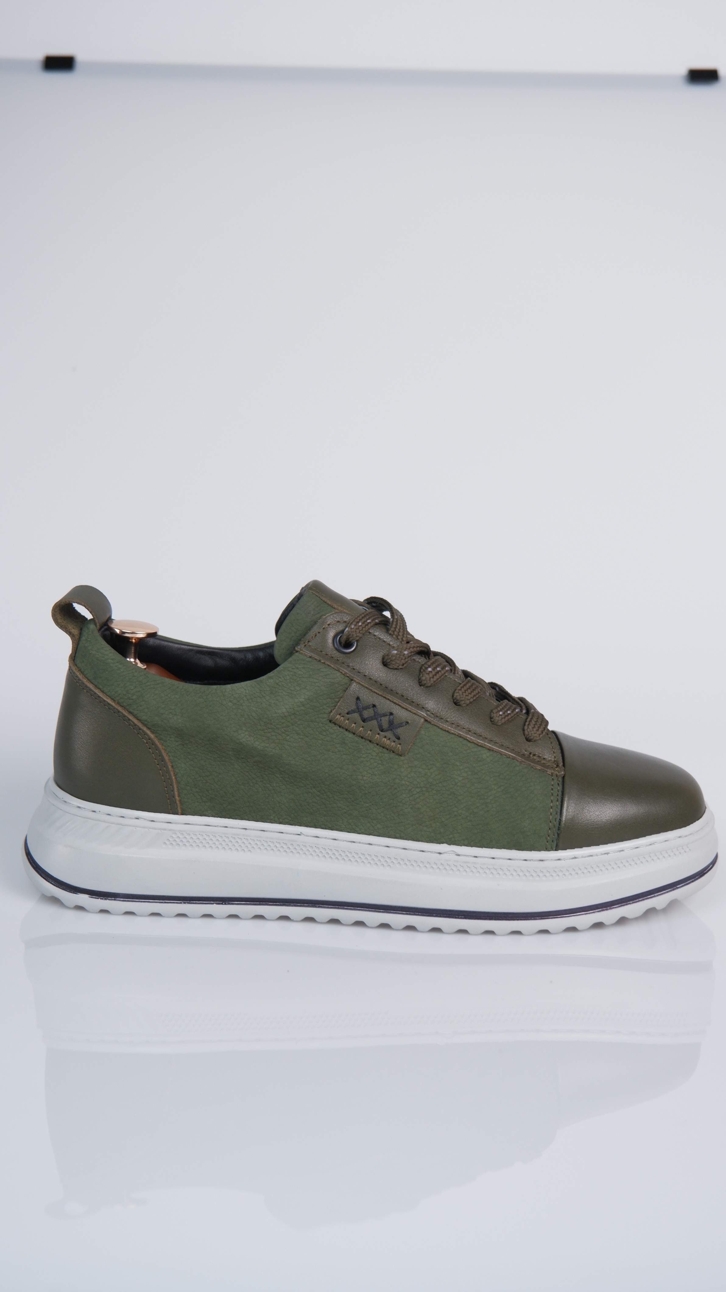 Oslo V2 Model Hakiki Natural Deri Sneaker Ayakkabı - HAKİ YEŞİLİ