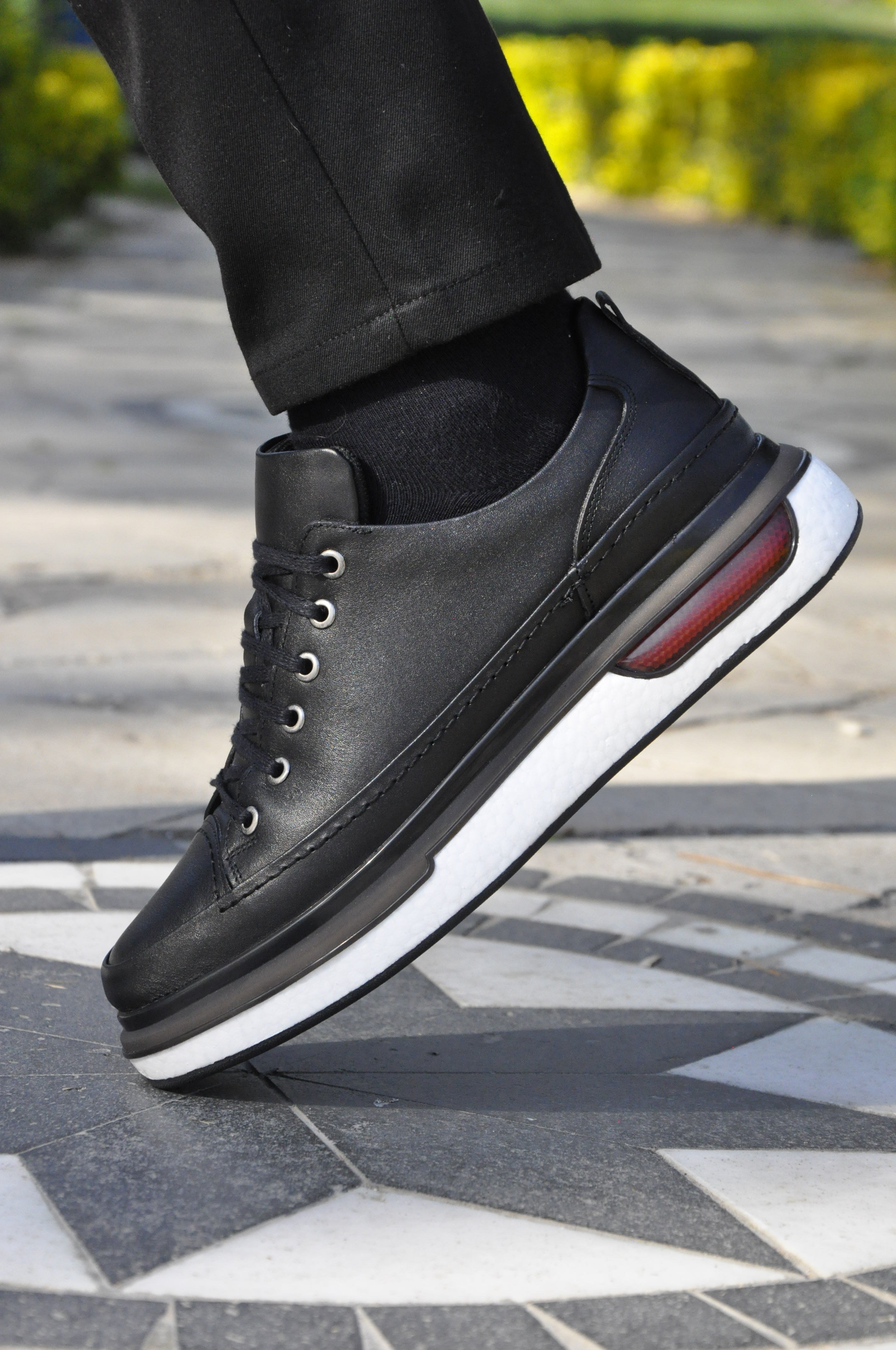 Pekin Model Hakiki Natural Deri Sneaker Ayakkabı - Siyah