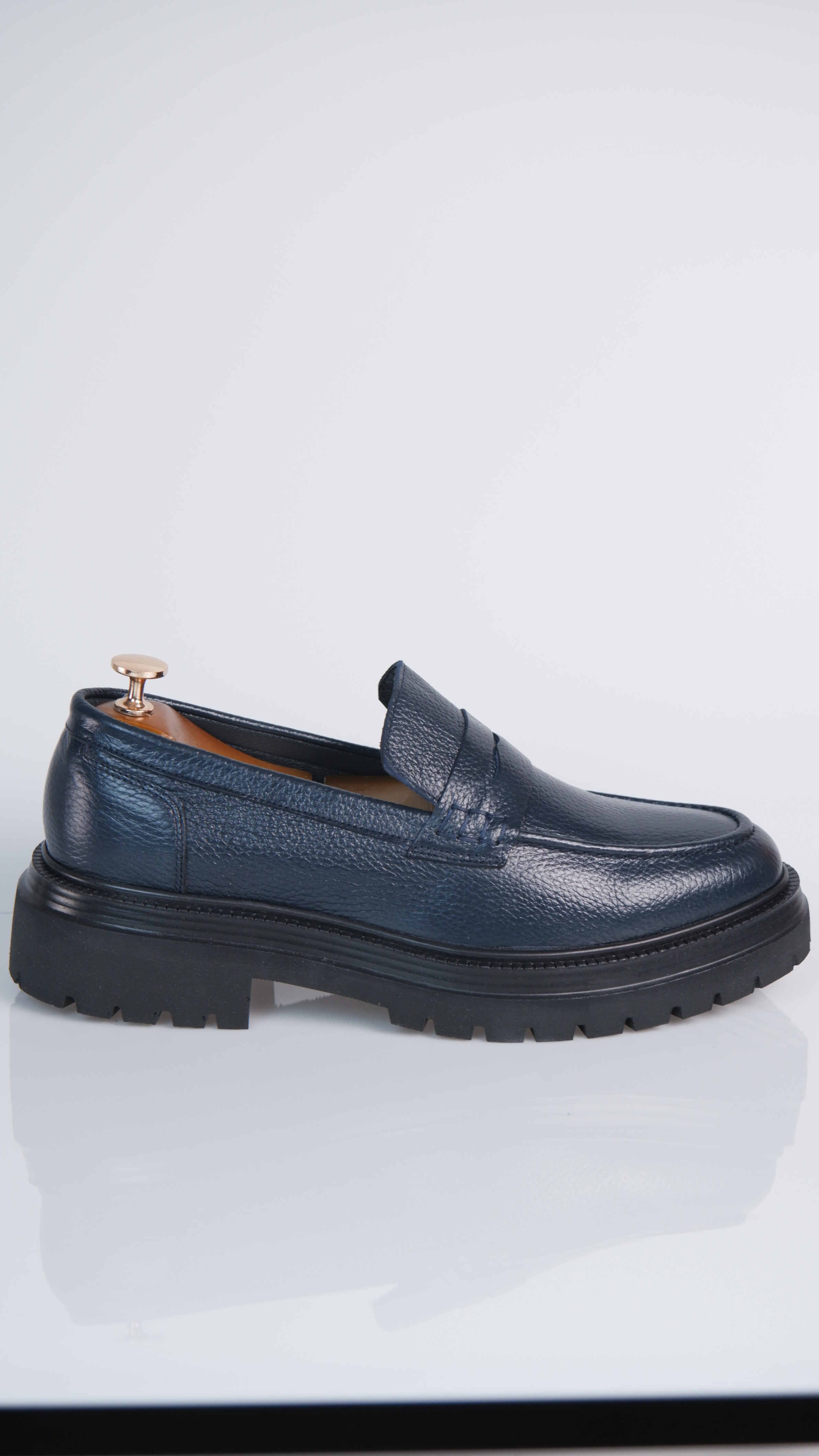 Silva Model Hakiki Natural Floater Deri Casual Ayakkabı - LACİVERT