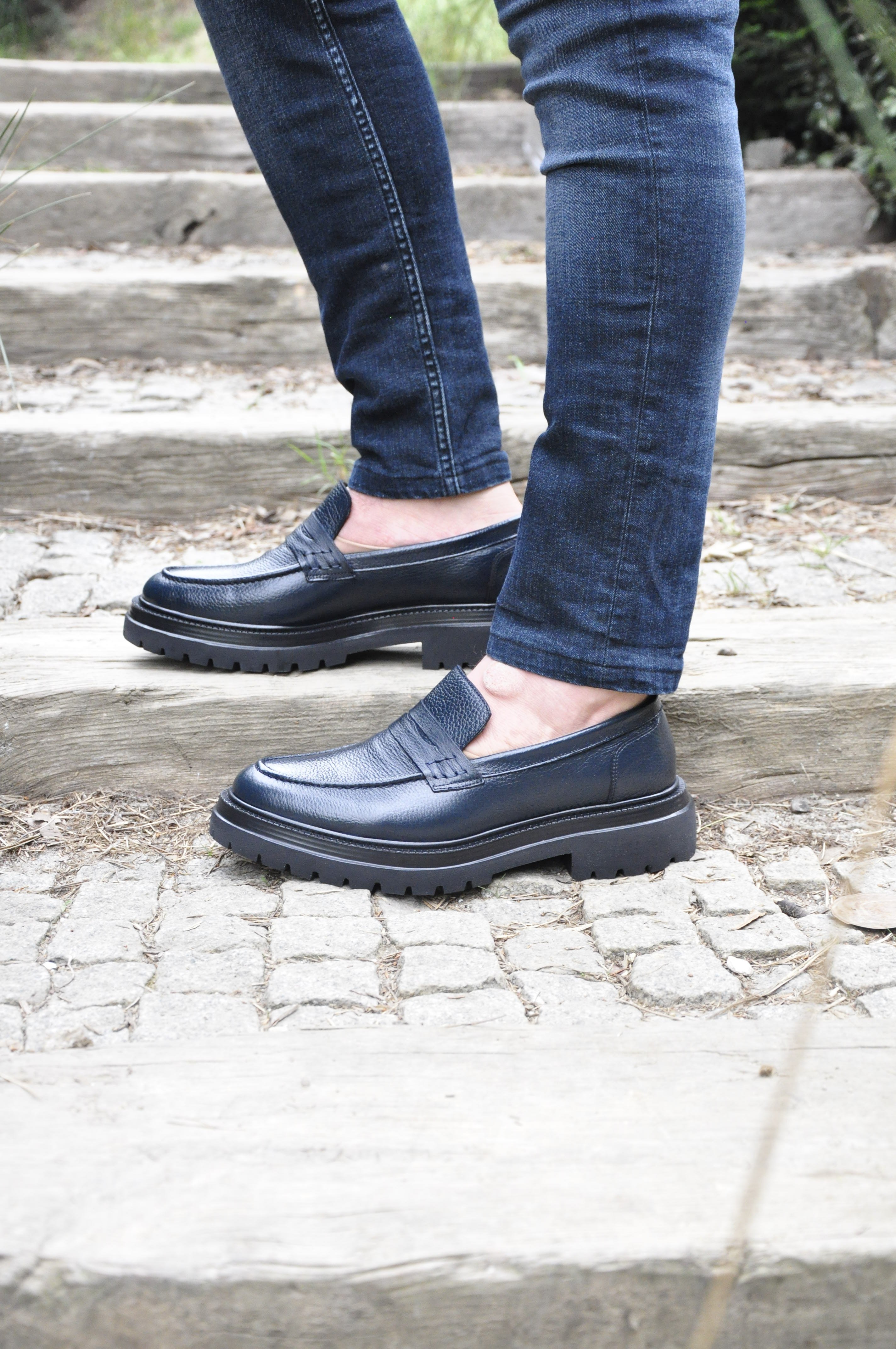 Silva Model Hakiki Natural Floater Deri Casual Ayakkabı - LACİVERT