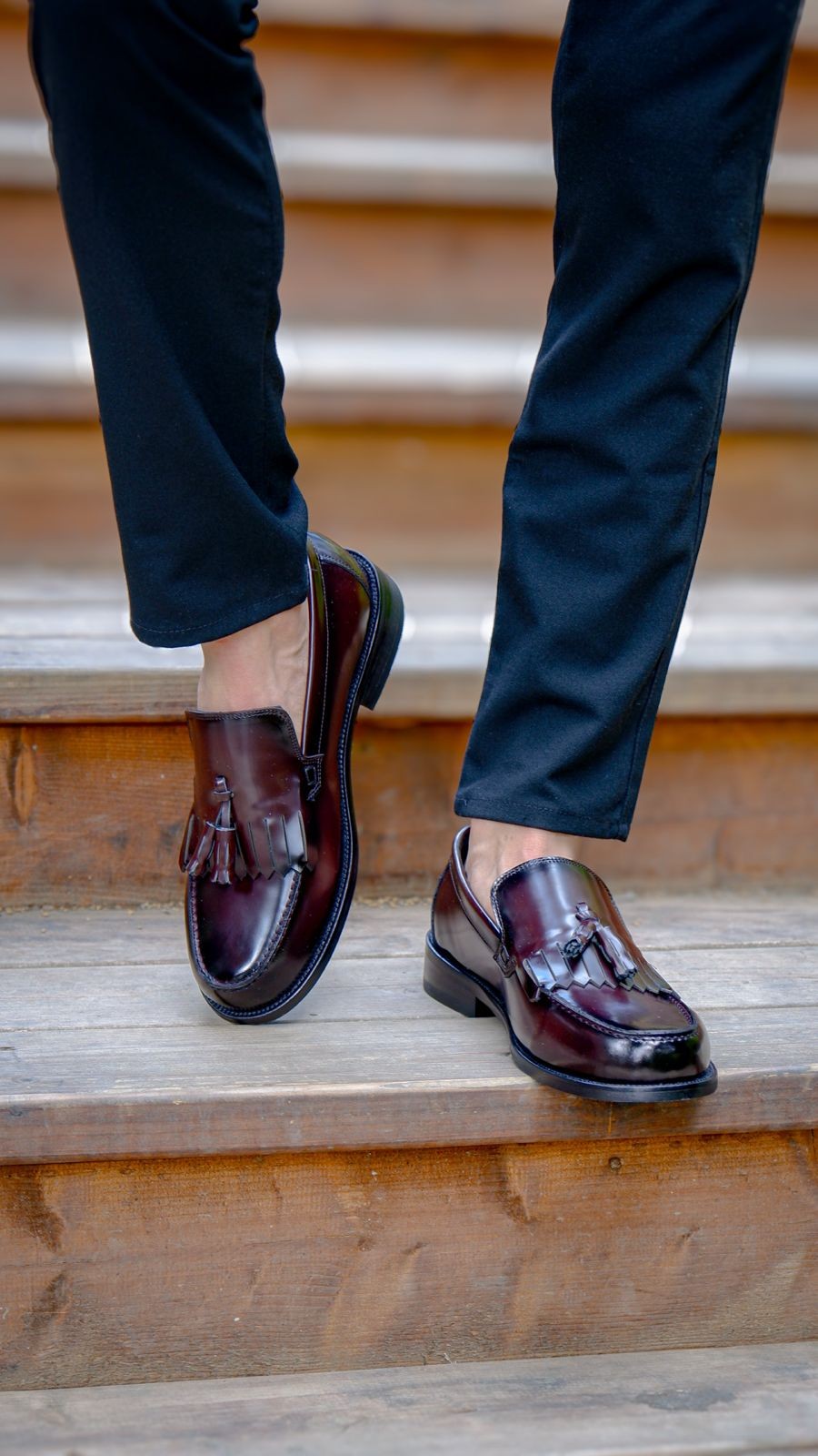 Step Model Hakiki Natural Açma Deri Loafer Ayakkabı - bordo