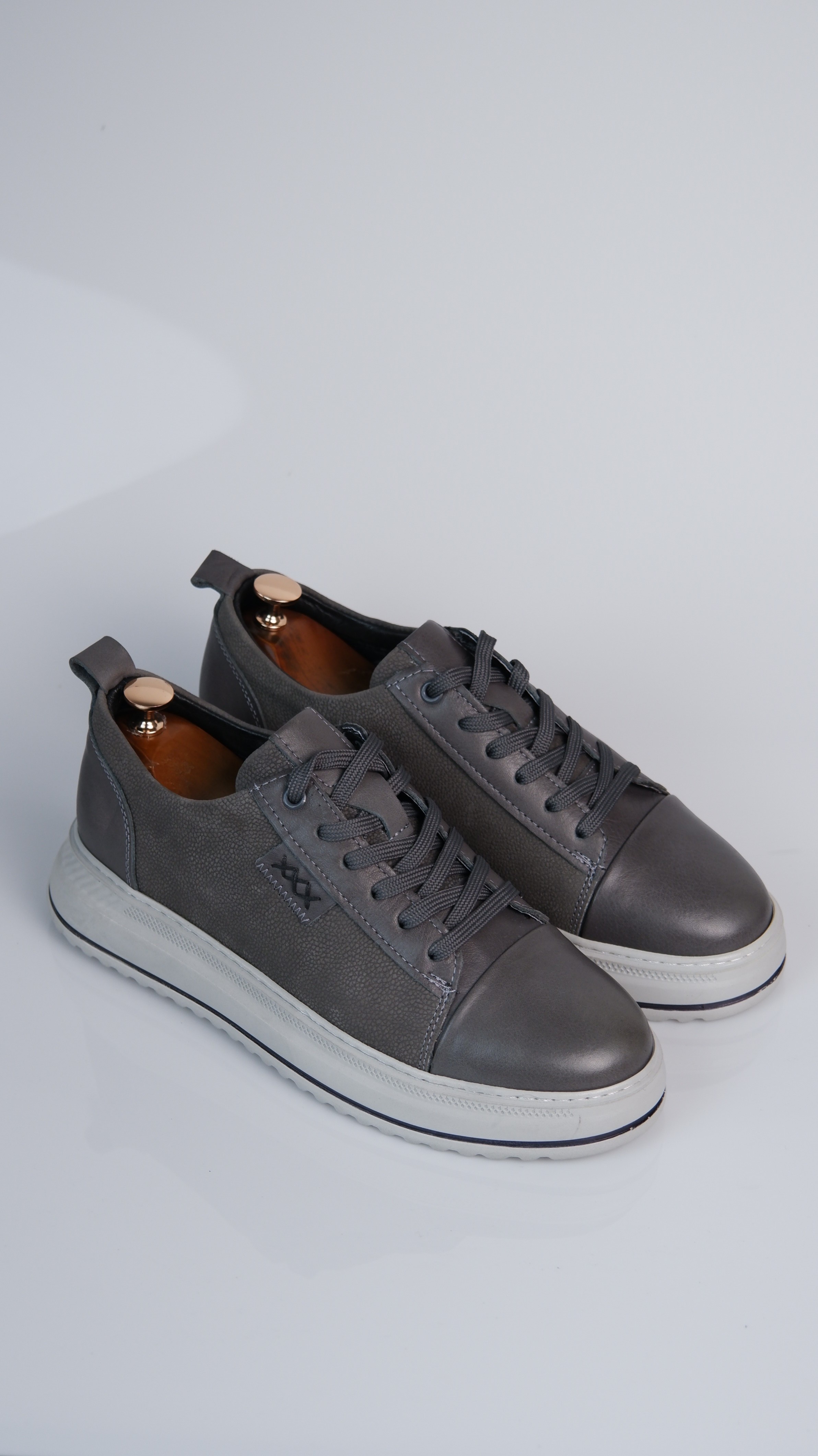 Oslo V2 Model Hakiki Natural Deri Sneaker Ayakkabı - Gri