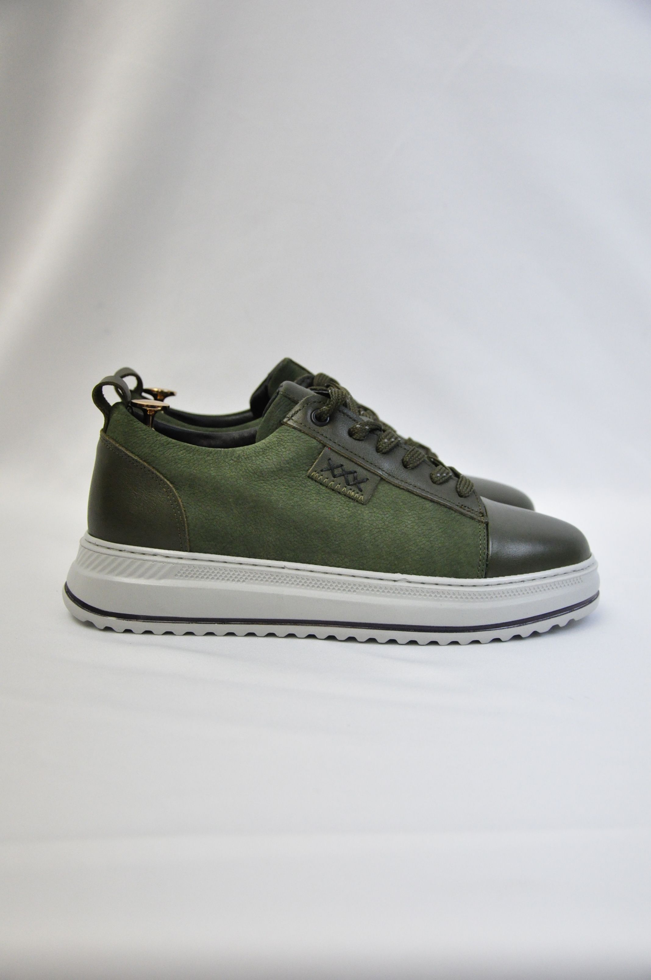 Oslo V2 Model Hakiki Natural Deri Sneaker Ayakkabı - HAKİ YEŞİLİ