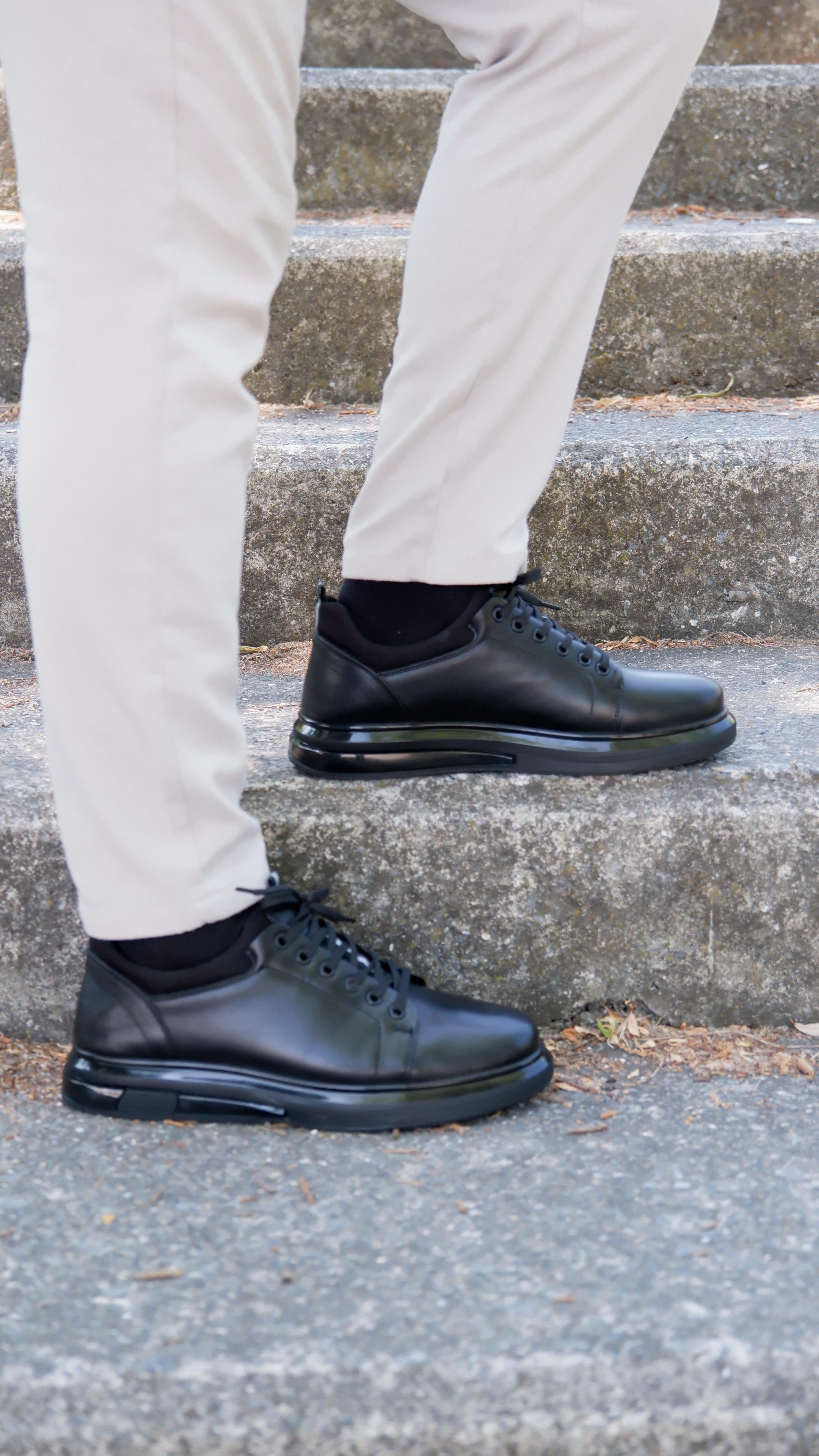 Roma Model Hakiki Natural Deri Sneaker Ayakkabı - Siyah