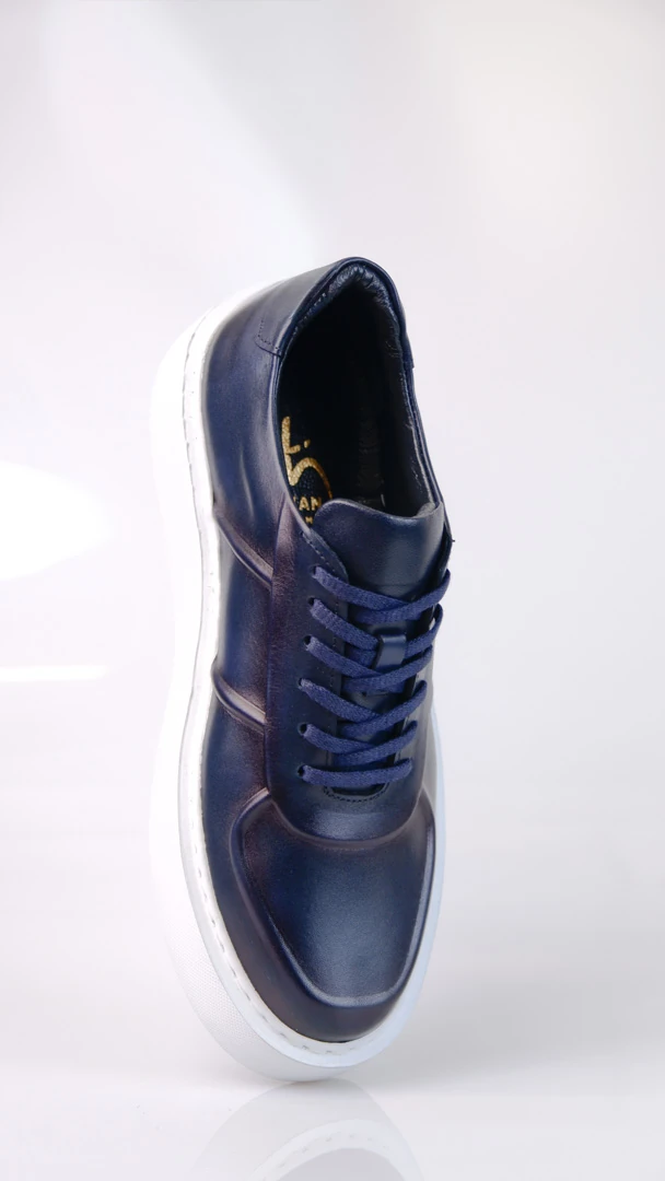 Navy Model hakiki Natural Deri Sneaker Ayakkabı - Mavi