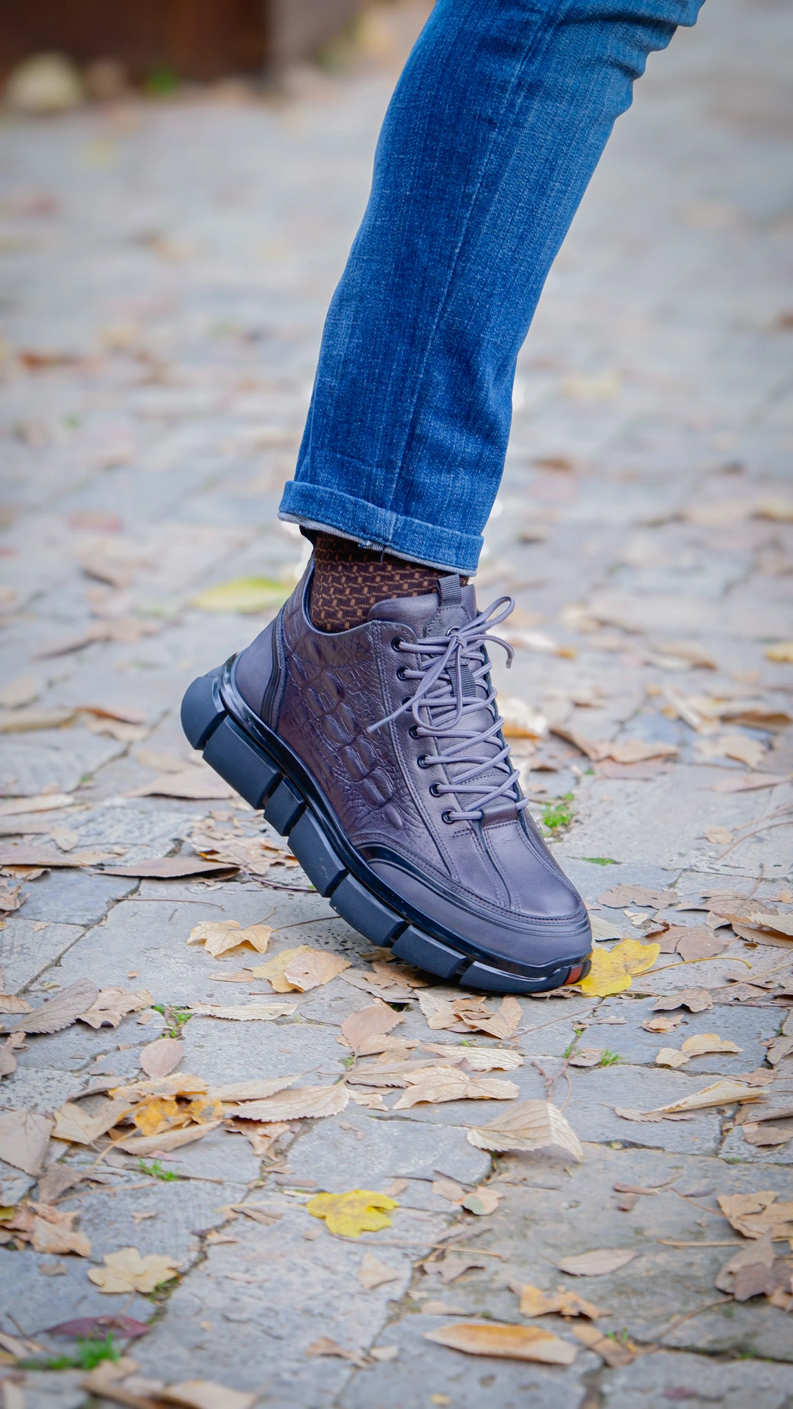 Reptile Model Hakiki Natural Deri Sneaker Ayakabı