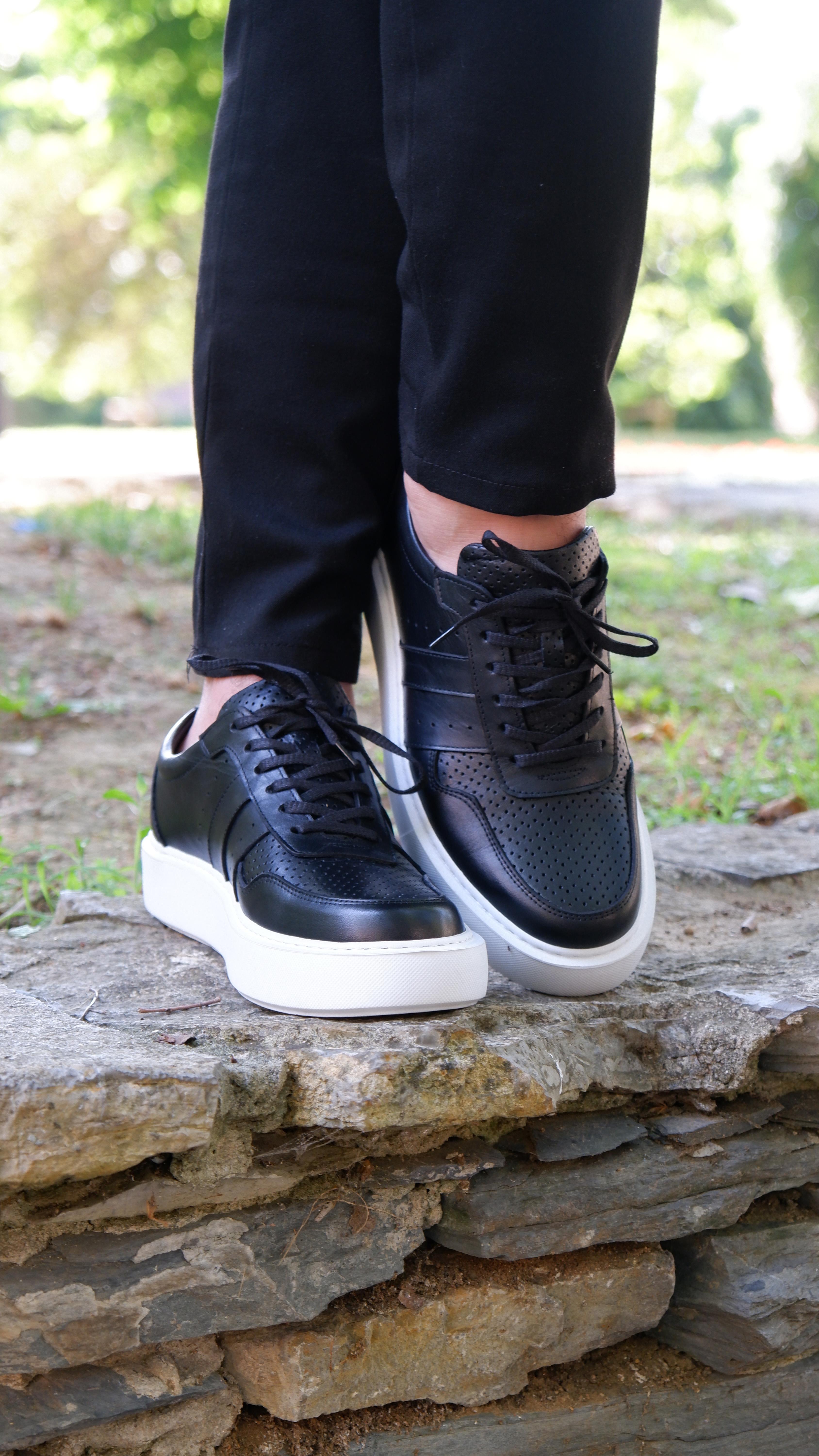 Viper Model Hakiki Natural Deri Sneaker Ayakkabı - Siyah