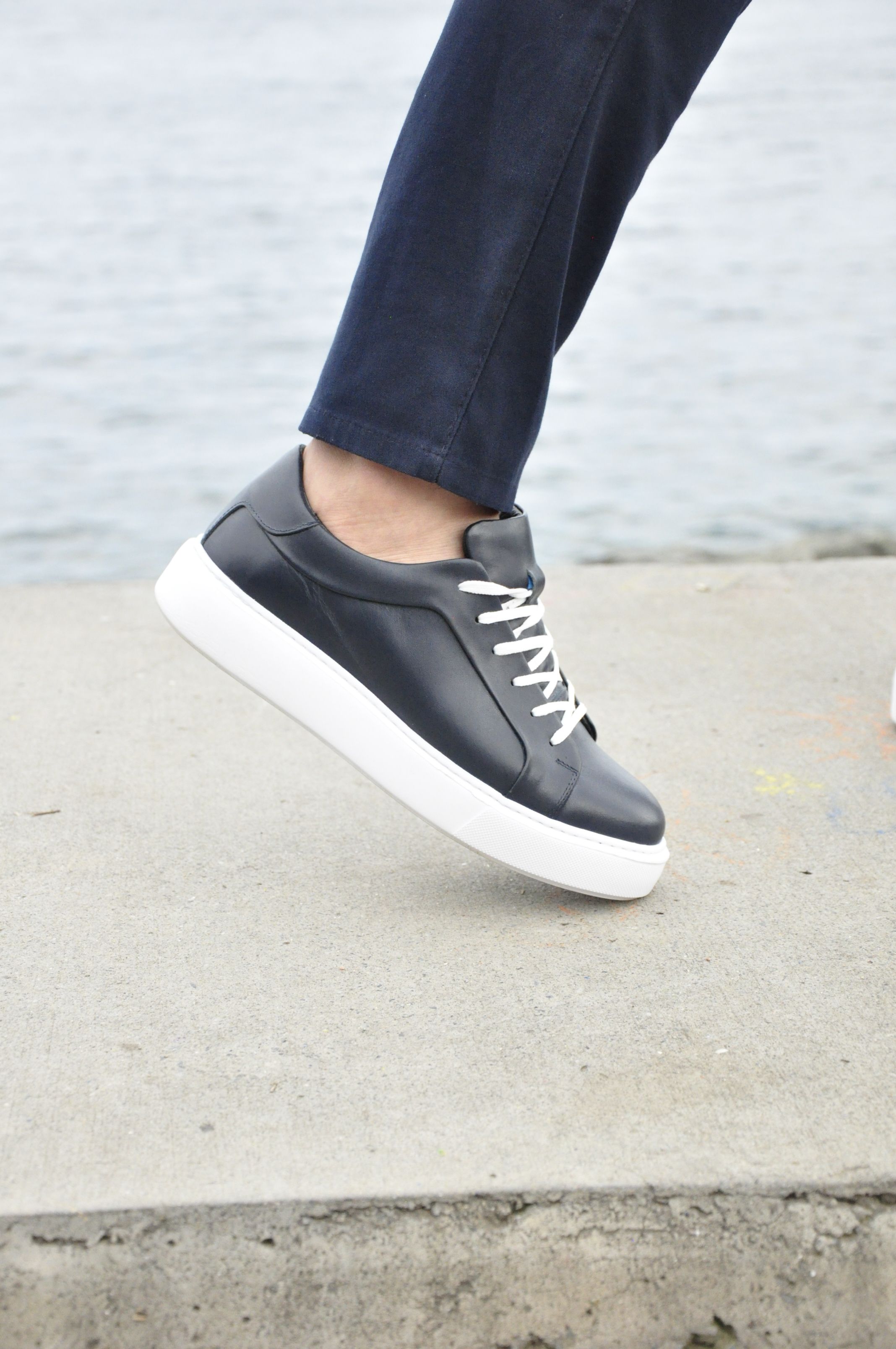 Wraith Model Hakiki Natural Deri Sneaker Ayakkabı - LACİVERT
