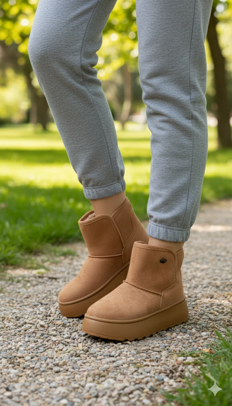 Foundry Model Süet Detaylı Kadın Günlük Bot Ayakkabı - TABA