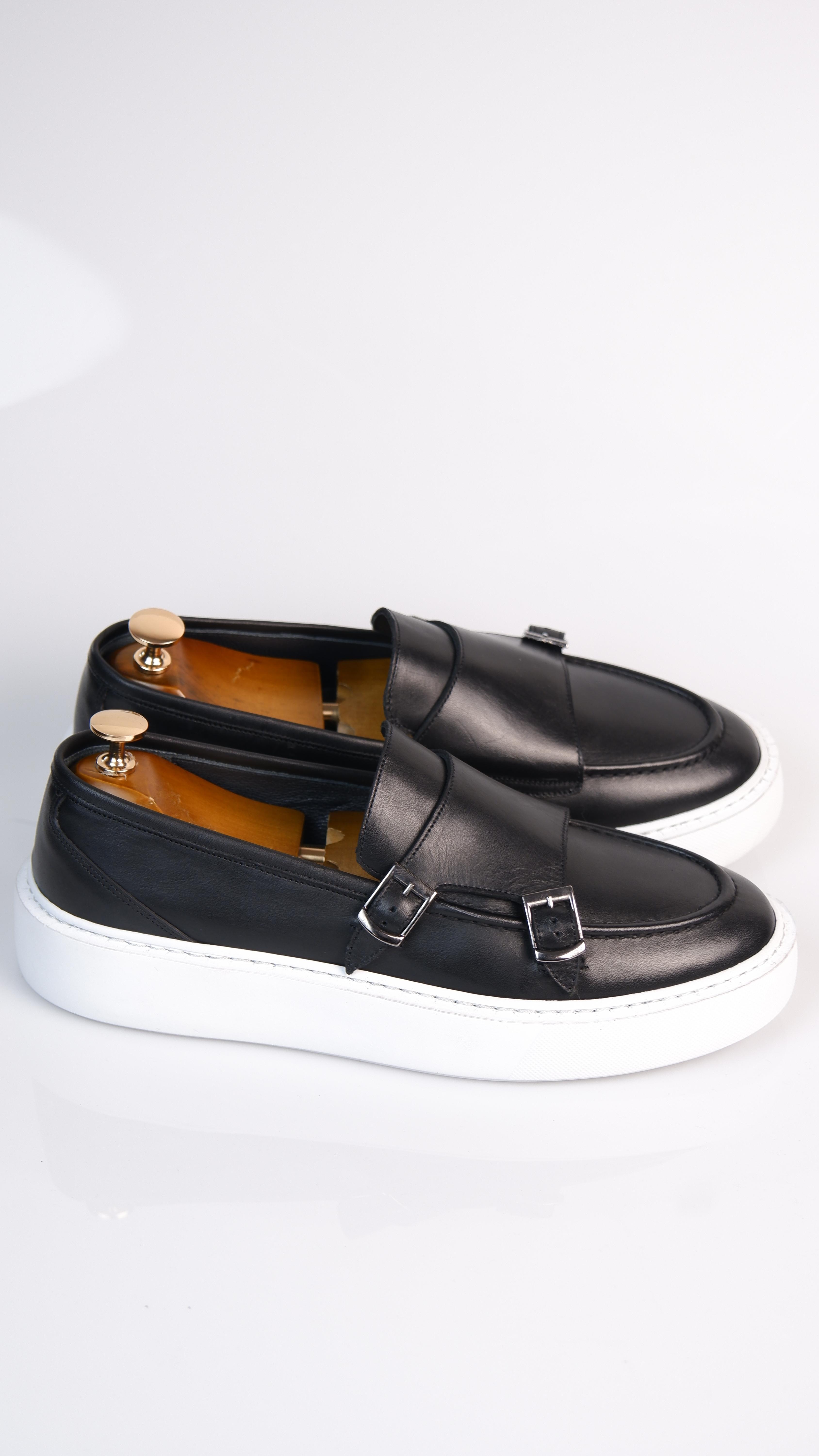Cait Model Hakiki Natural Deri Casual Ayakkabı - Siyah B