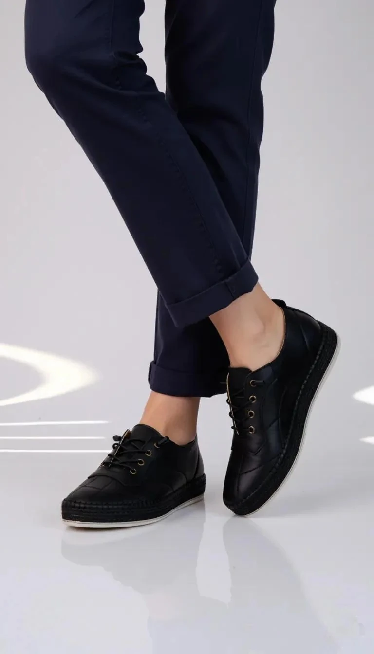 Blok Model Hakiki Deri Kadın Günlük Ayakkabı