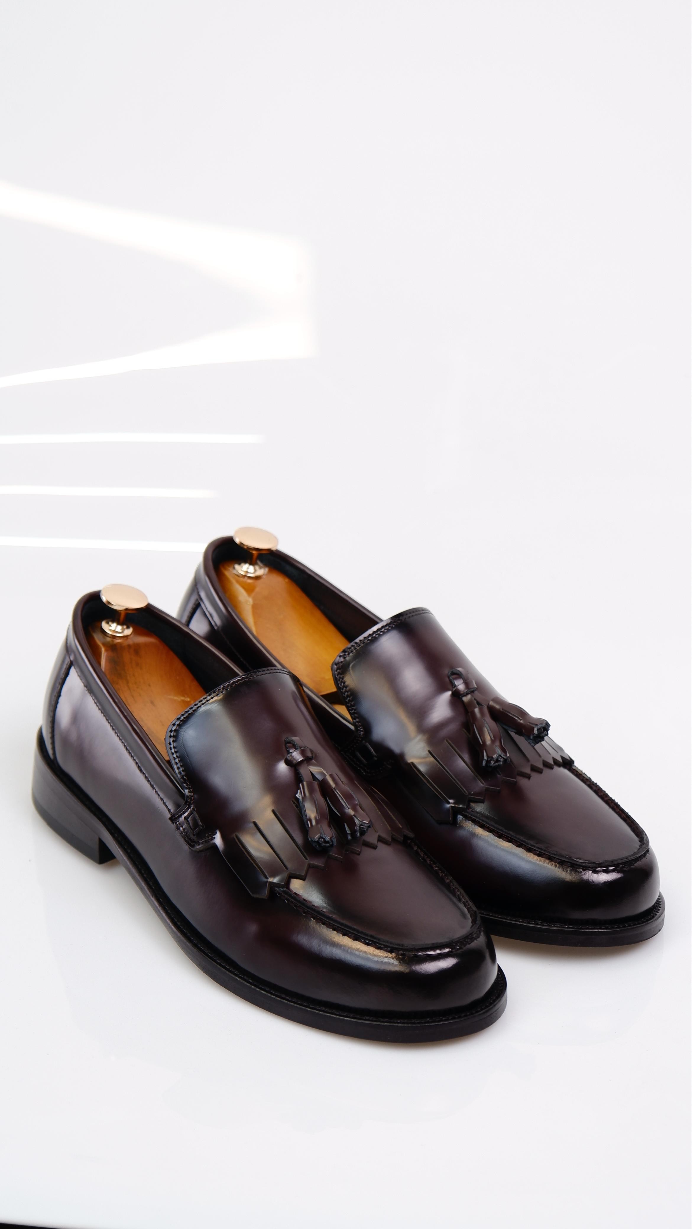 Step Model Hakiki Natural Açma Deri Loafer Ayakkabı - bordo