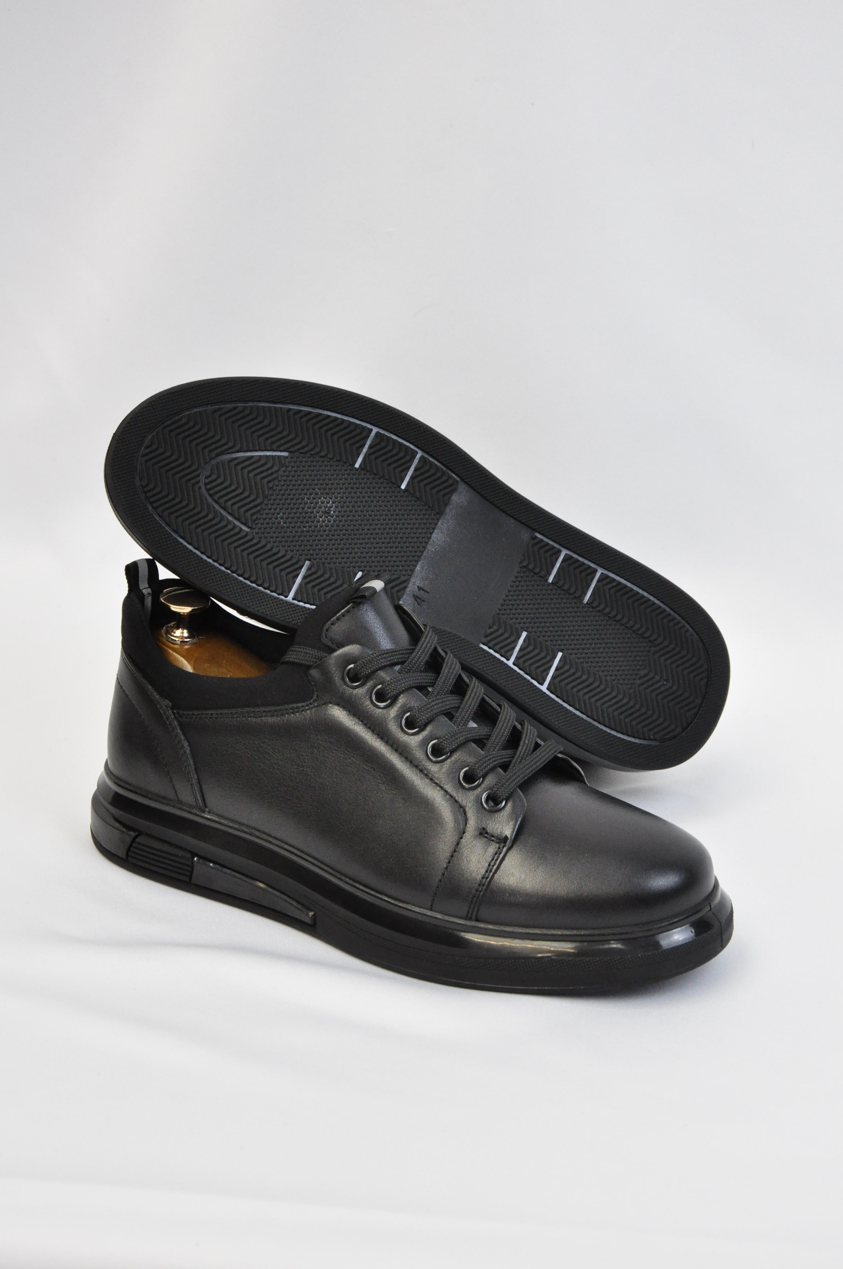 Roma Model Hakiki Natural Deri Sneaker Ayakkabı - Siyah