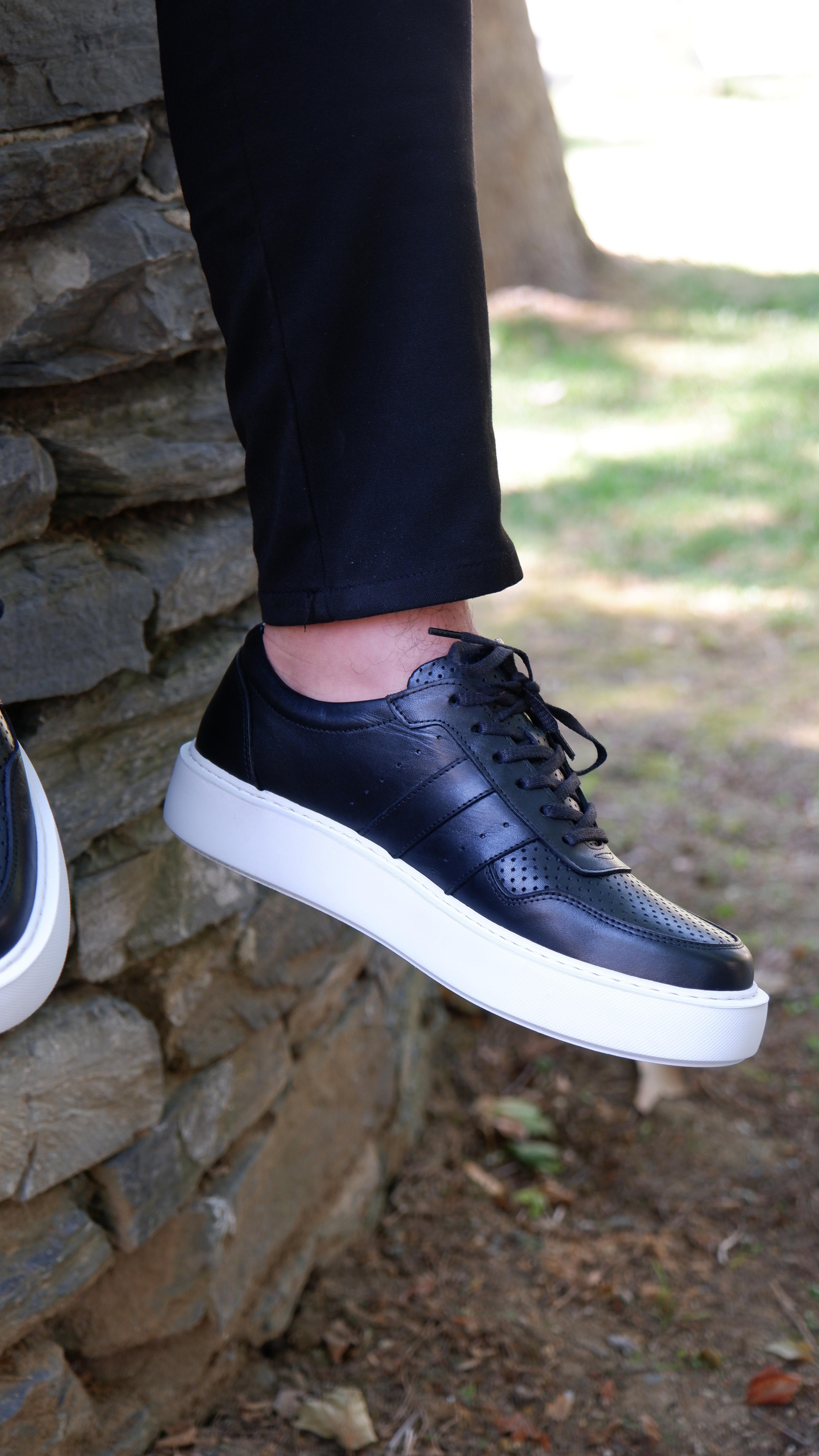 Viper Model Hakiki Natural Deri Sneaker Ayakkabı - Siyah