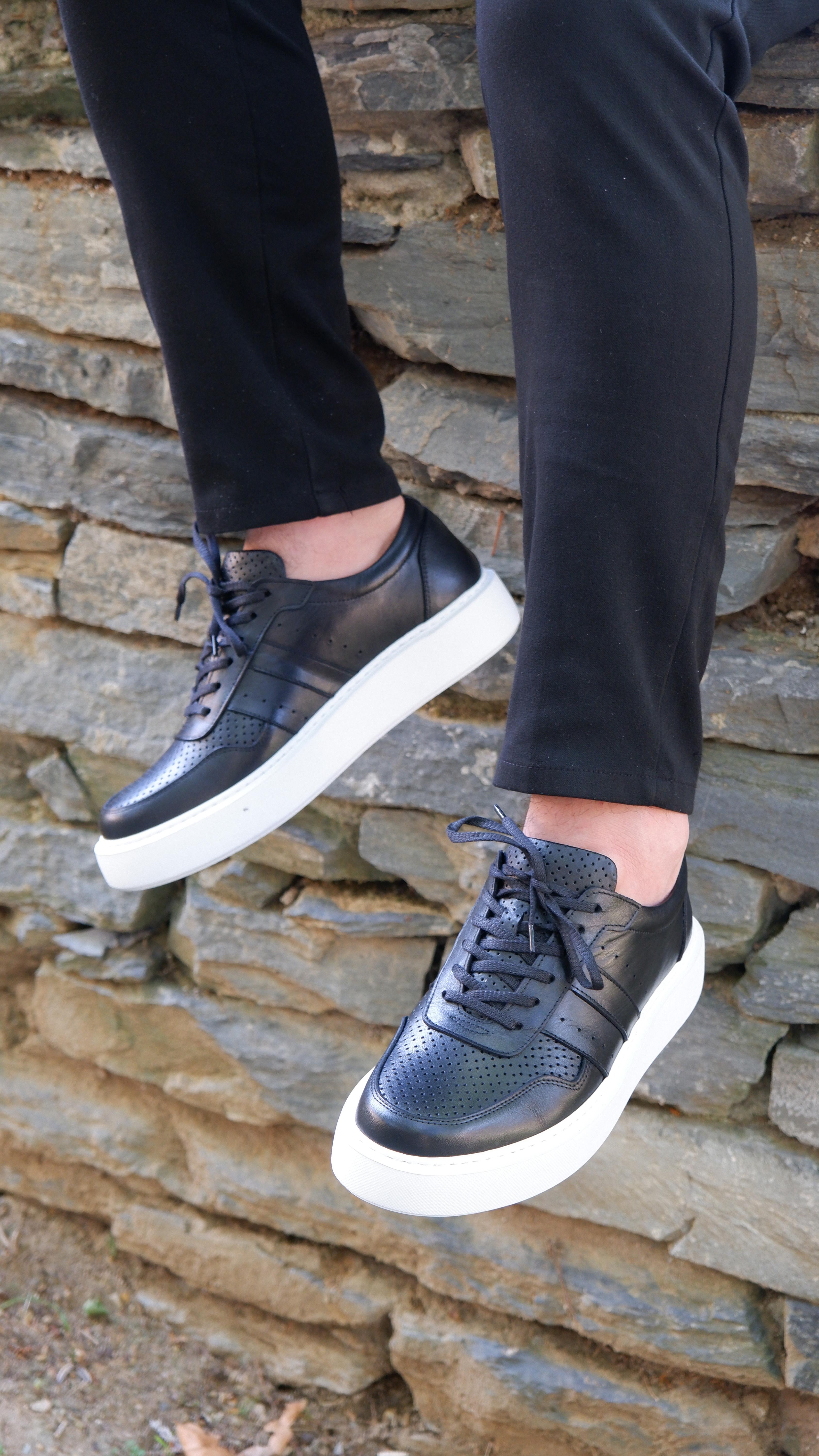 Viper Model Hakiki Natural Deri Sneaker Ayakkabı - Siyah