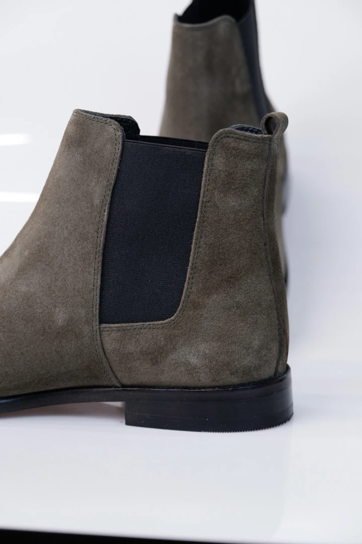 Chelsea Bot Hakiki Süet Deri Bot Ayakkabı - HAKİ YEŞİLİ