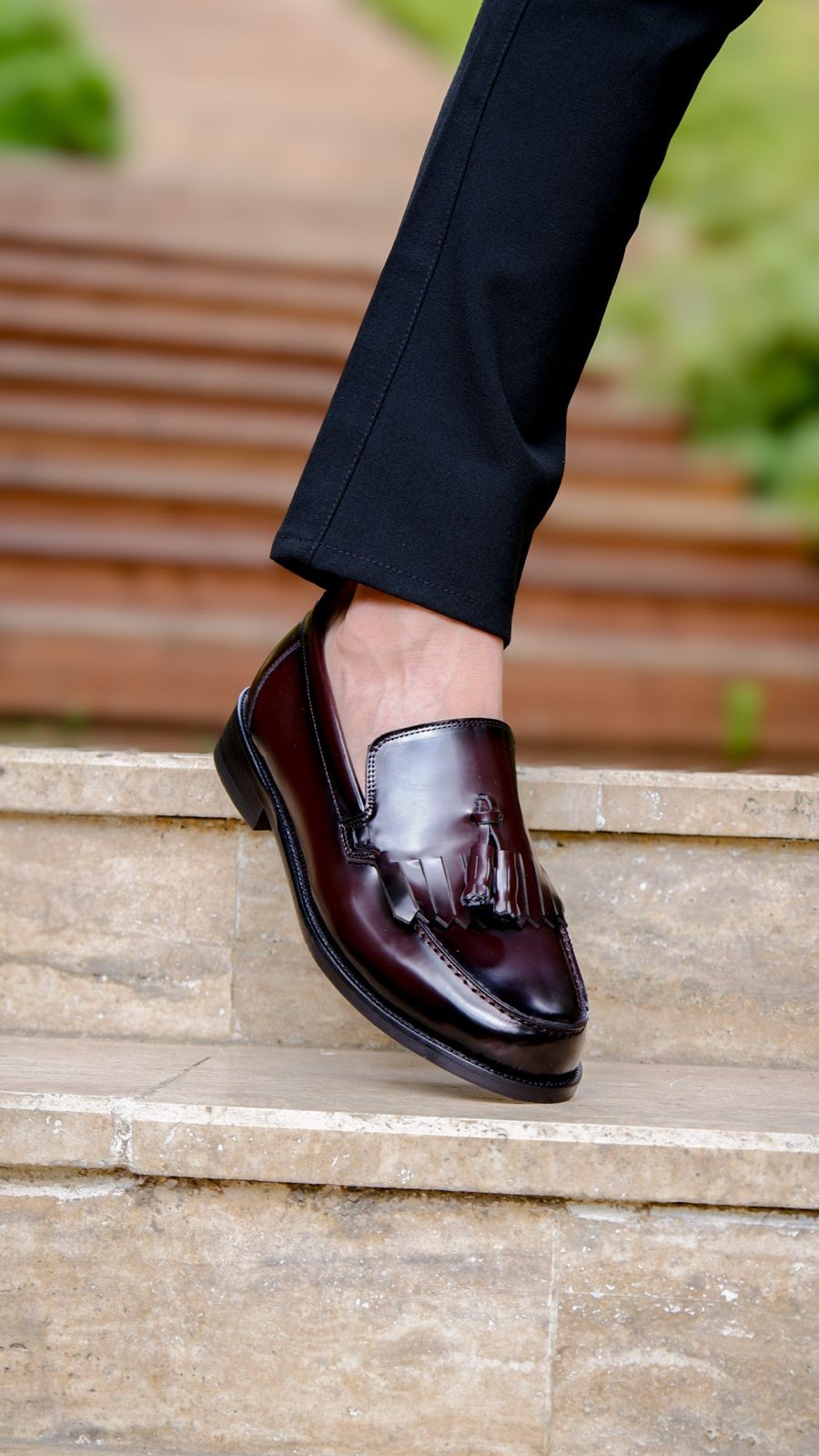 Step Model Hakiki Natural Açma Deri Loafer Ayakkabı - bordo