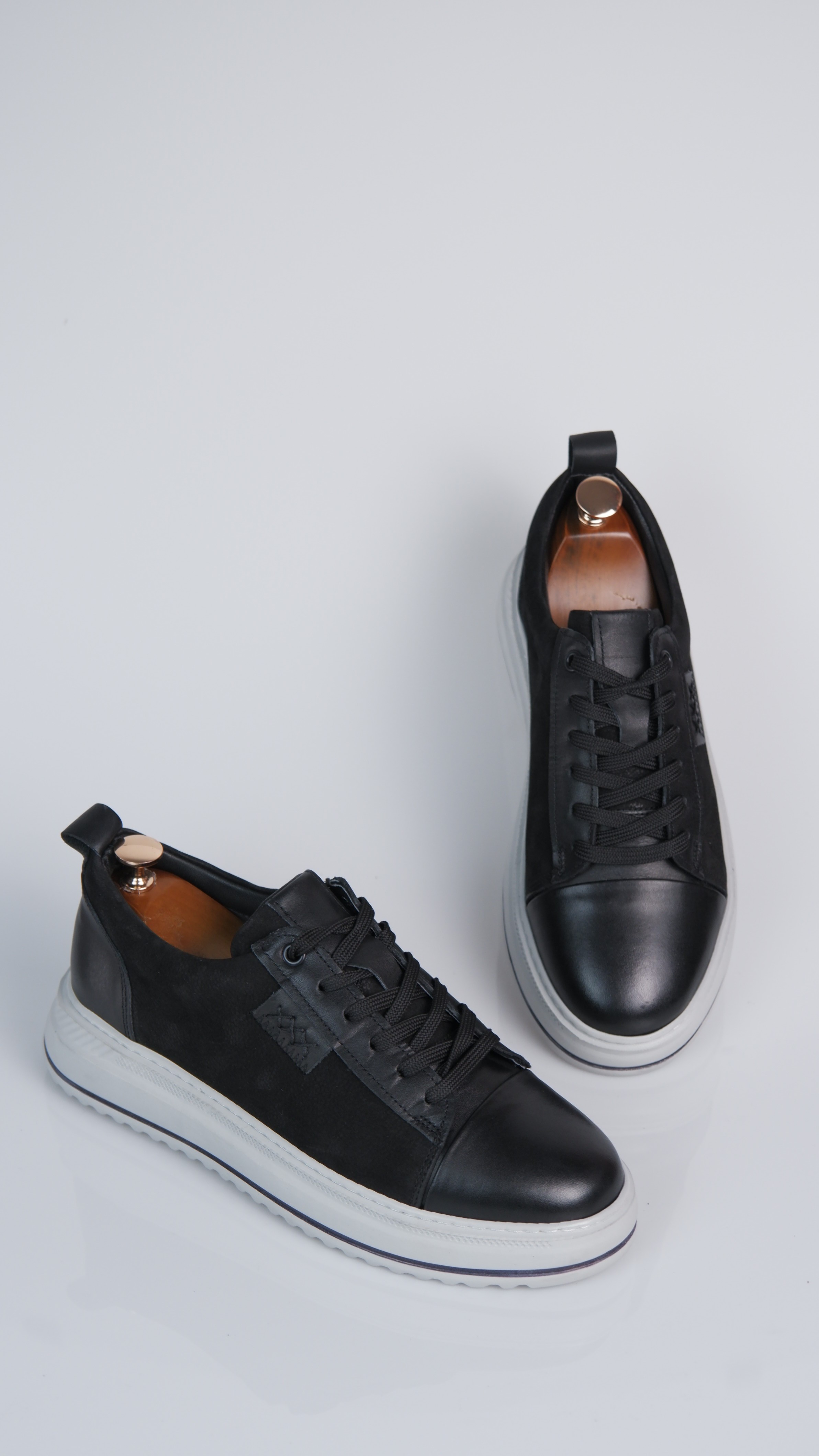 Oslo V2 Model Hakiki Natural Deri Sneaker Ayakkabı - Siyah