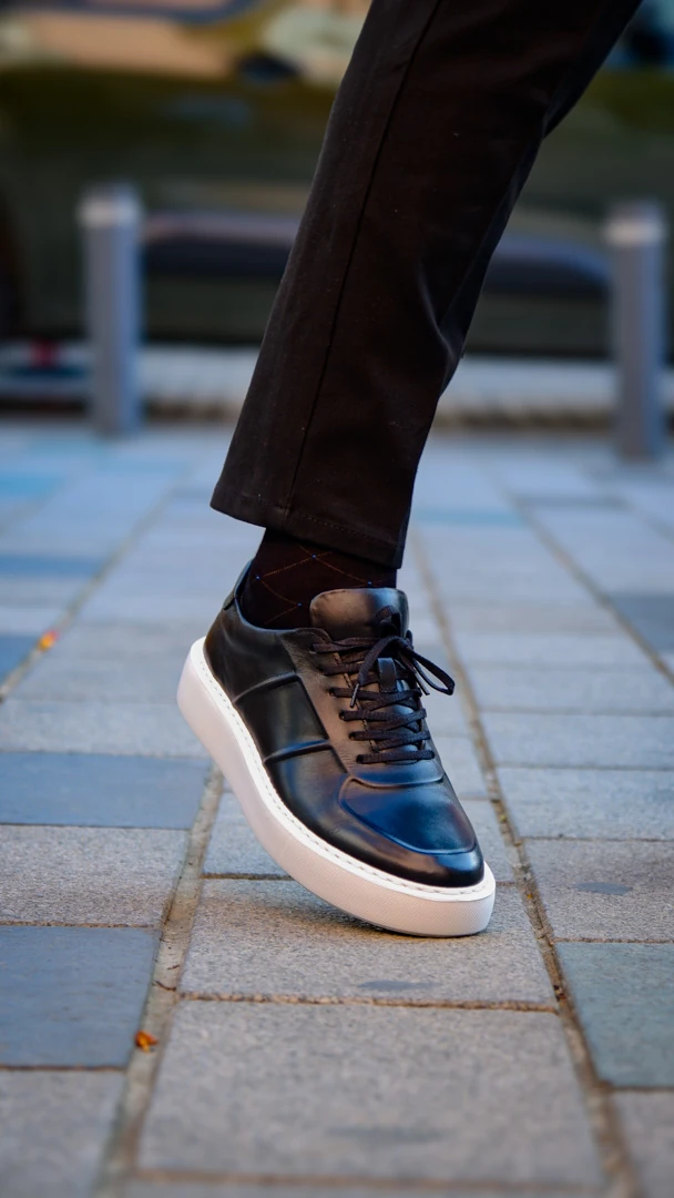 Navy Model hakiki Natural Deri Sneaker Ayakkabı