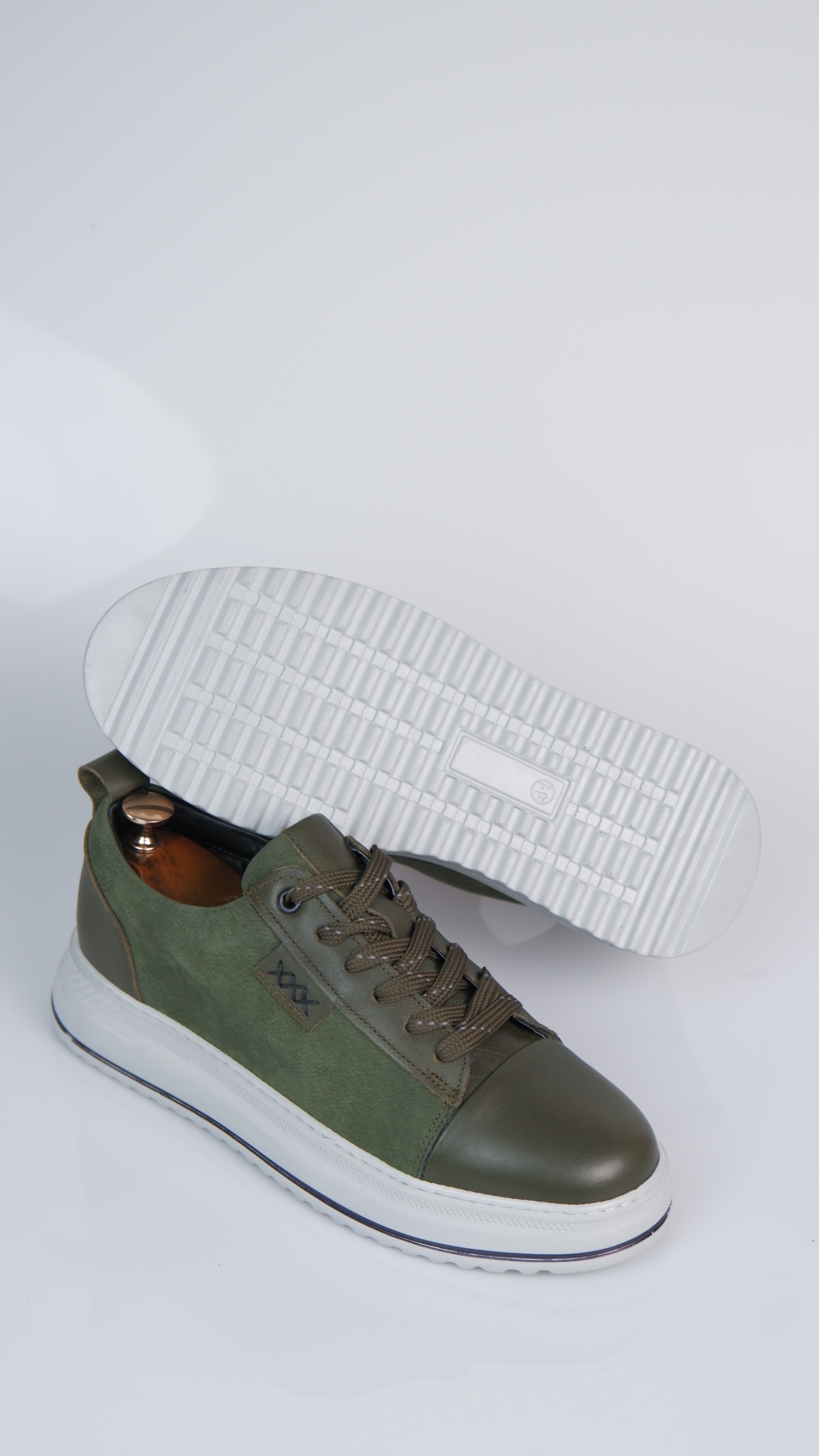 Oslo V2 Model Hakiki Natural Deri Sneaker Ayakkabı - HAKİ YEŞİLİ
