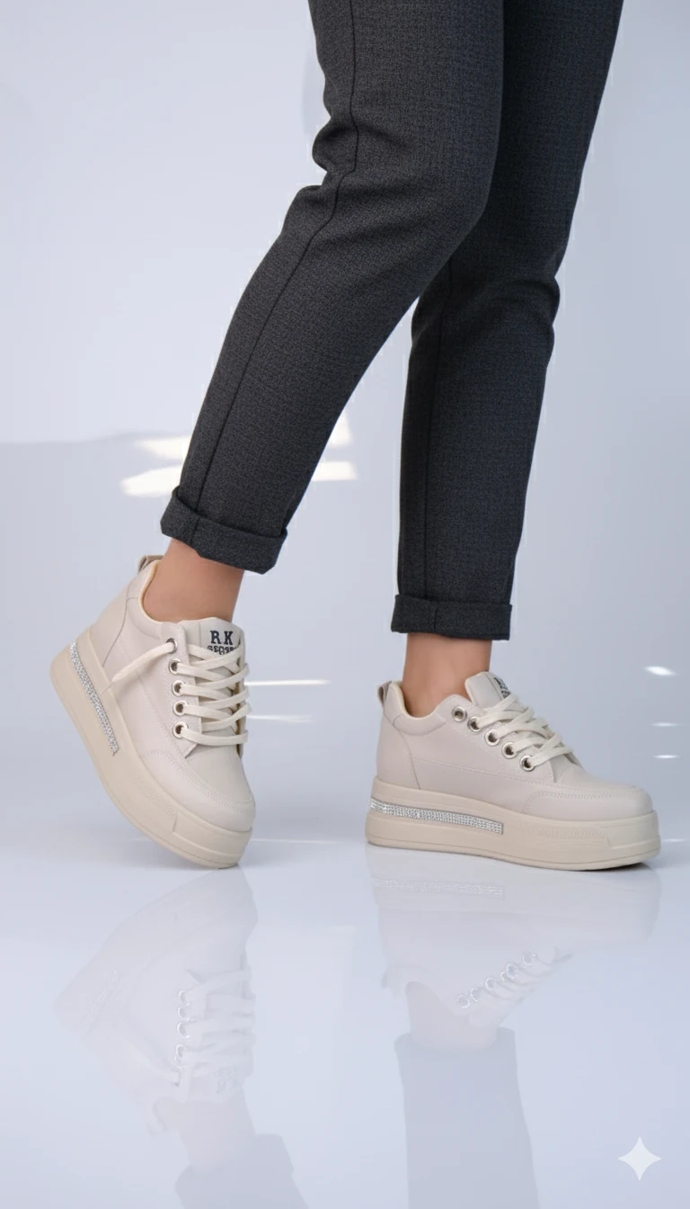 Delta Model Kadın Günlük Sneaker Ayakkabı - Bej