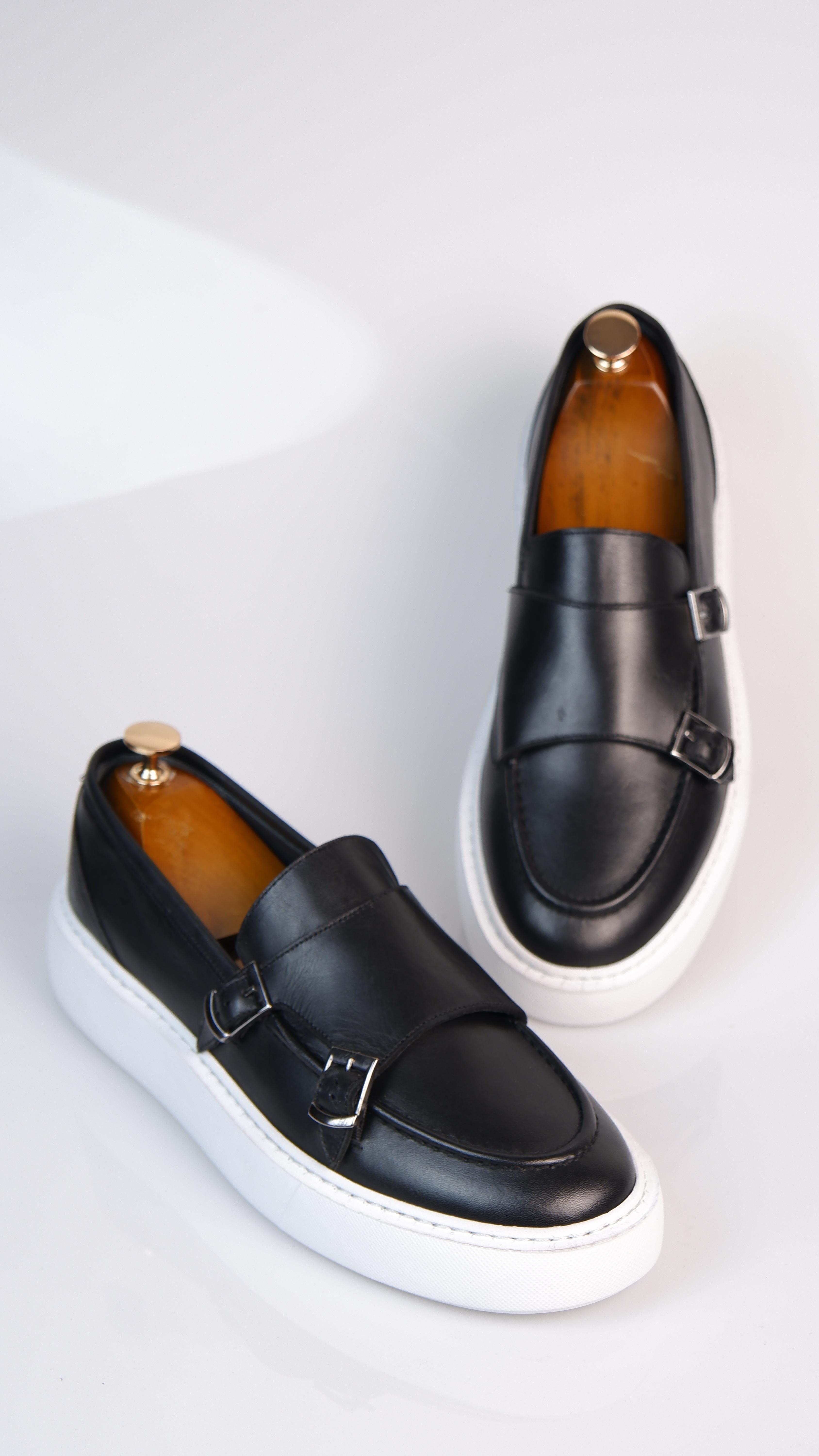 Cait Model Hakiki Natural Deri Casual Ayakkabı - Siyah B