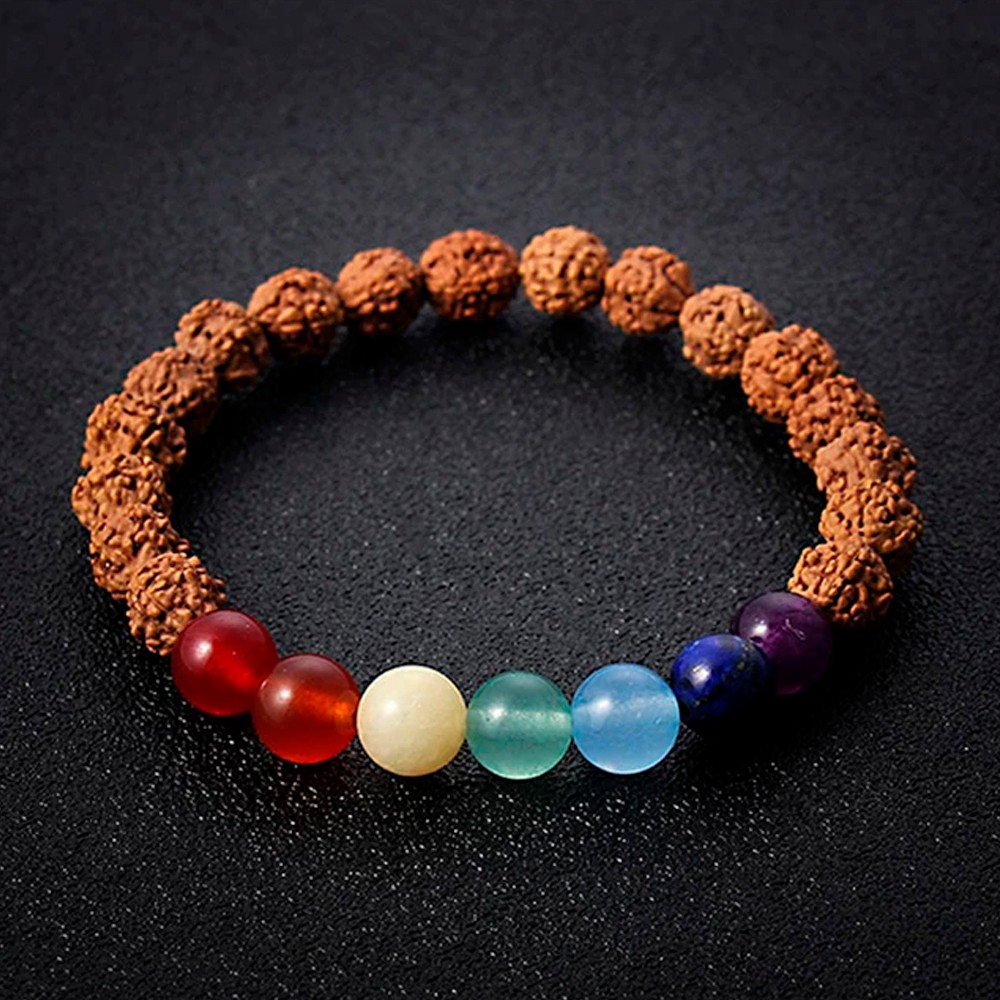 Rudraksha (rudraşka) Tohumu 7 Çakra Doğal Taş Bileklik-Balance Jewelry