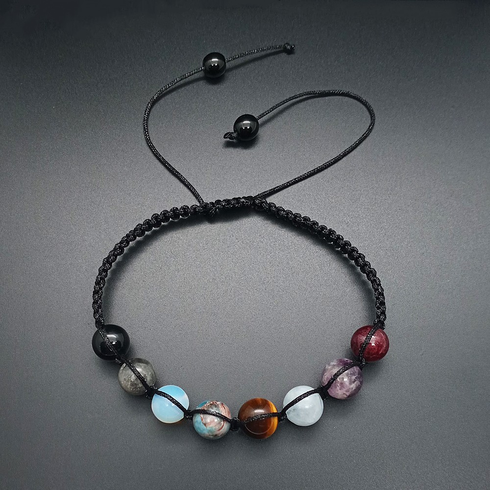 Mix Doğal Taş Makrome Bileklik-Safir-Obsidyen-Apatit-Opal-Akuamarin-Ametist-Kaplangözü-Garnet- Balance Jewelry