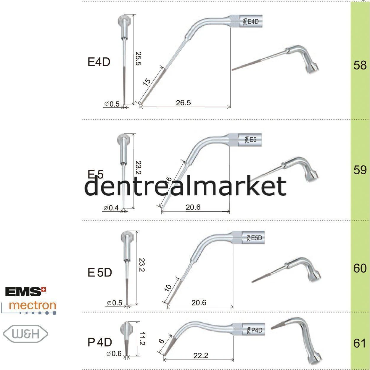 Kavitron Endodonti Ucu E4D - Ems,Mectron,Woodpecker,WH Uyumlu