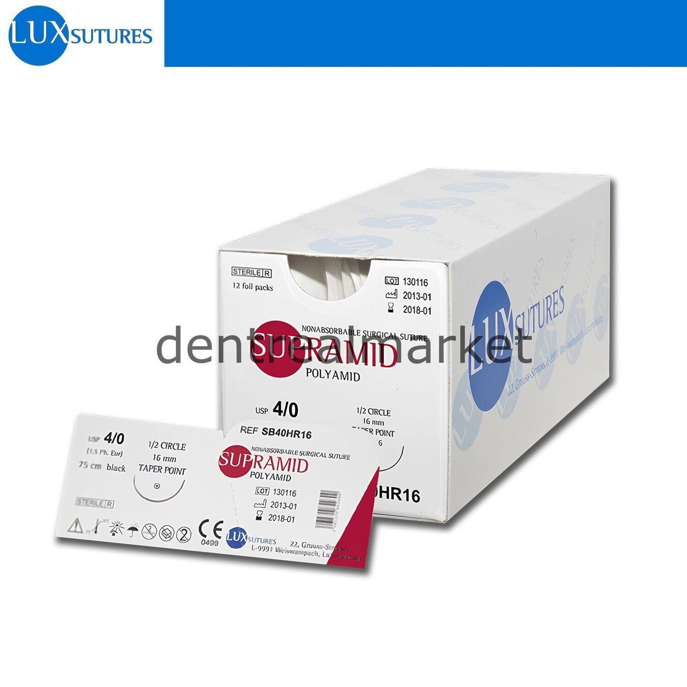 Supramid Kaplanmış Multiflament Sutur - Ters Keskin 6/0 - 16mm