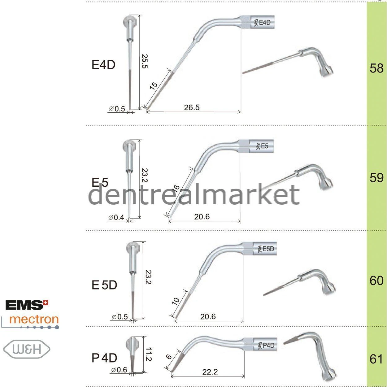 Kavitron Endodonti Ucu E11D - Ems,Mectron,Woodpecker,WH Uyumlu