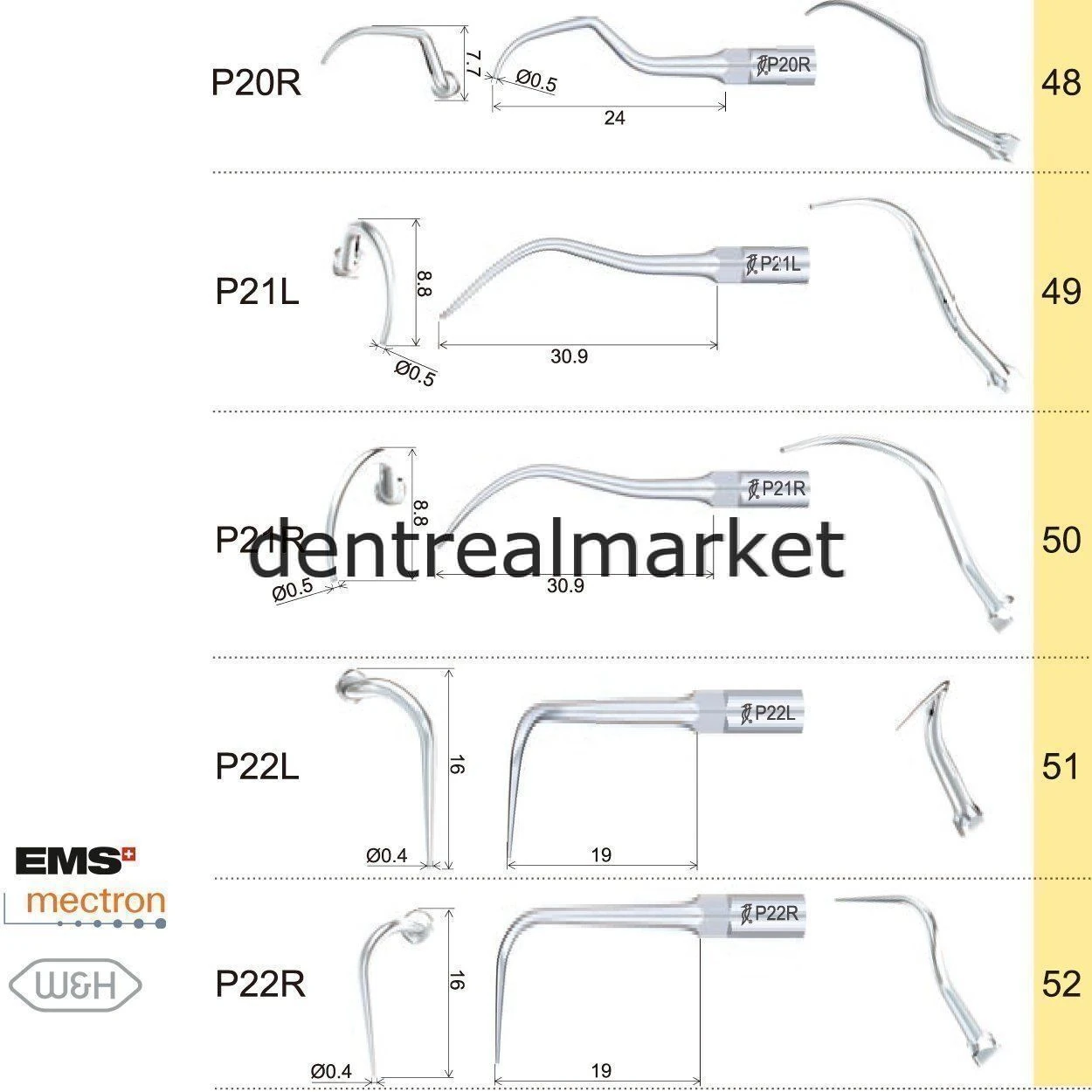 Kavitron Periodontic Ucu P22L - Ems,Mectron,Woodpecker,WH Uyumlu