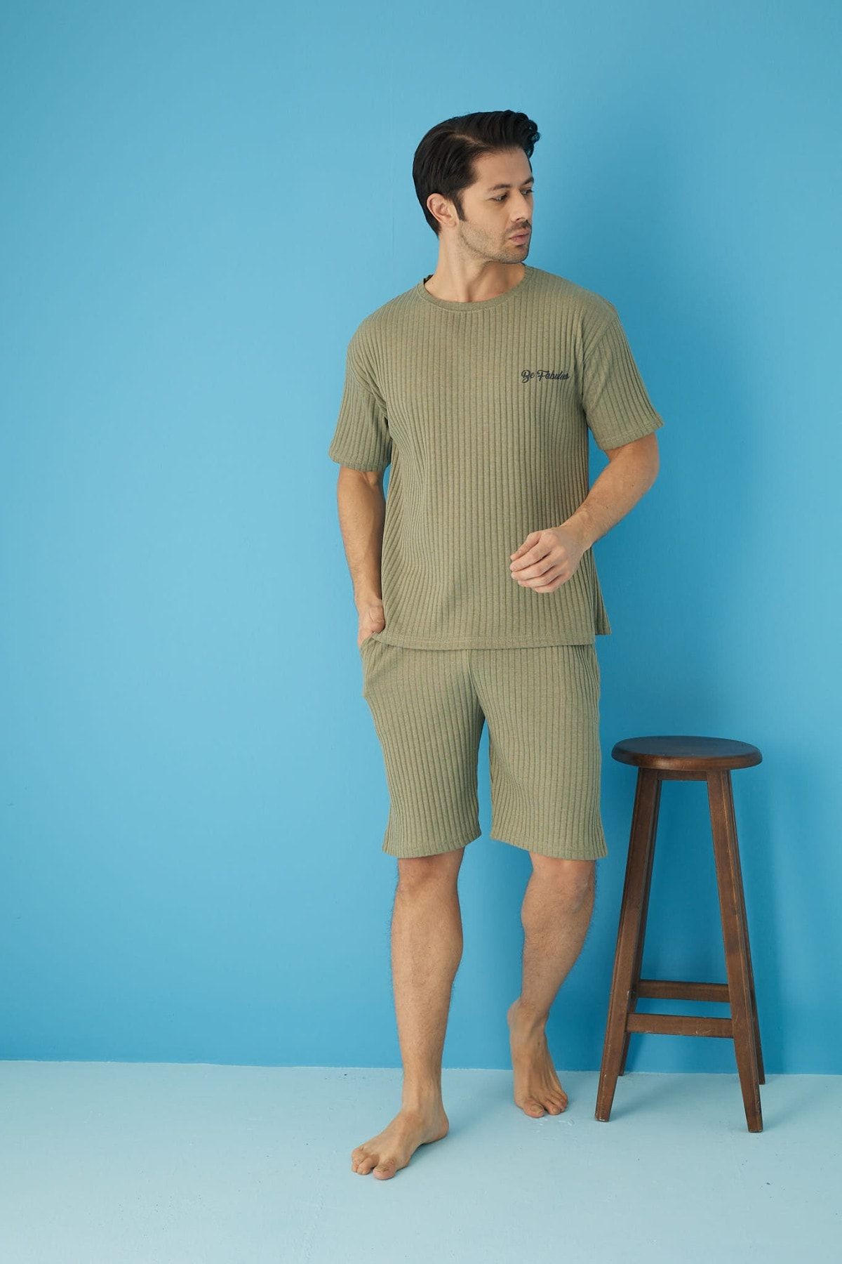 Fitilli Oversize Erkek Kapri Takımı