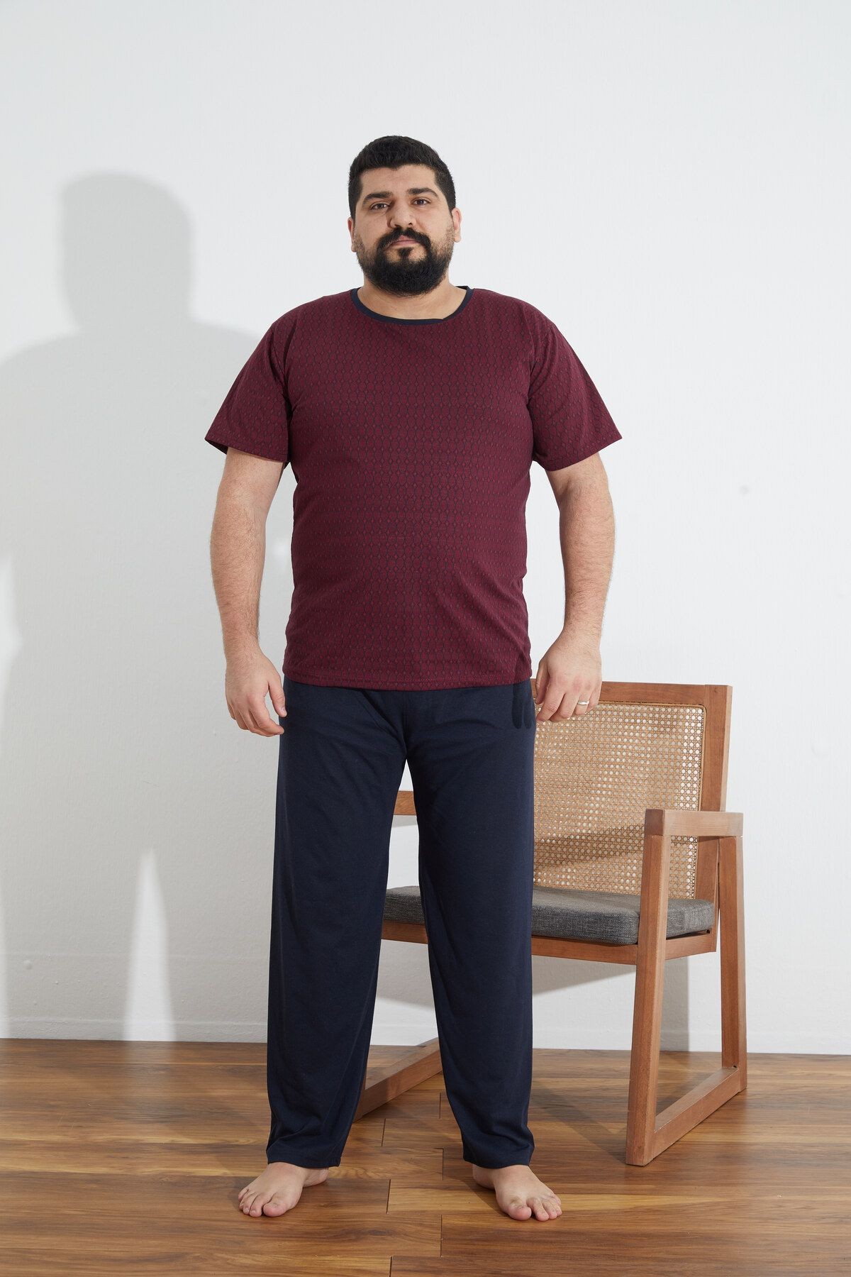 Penye Süprem(İnce) Jakarlı Battal Büyük Beden Yazlık Erkek Pijama Takımı