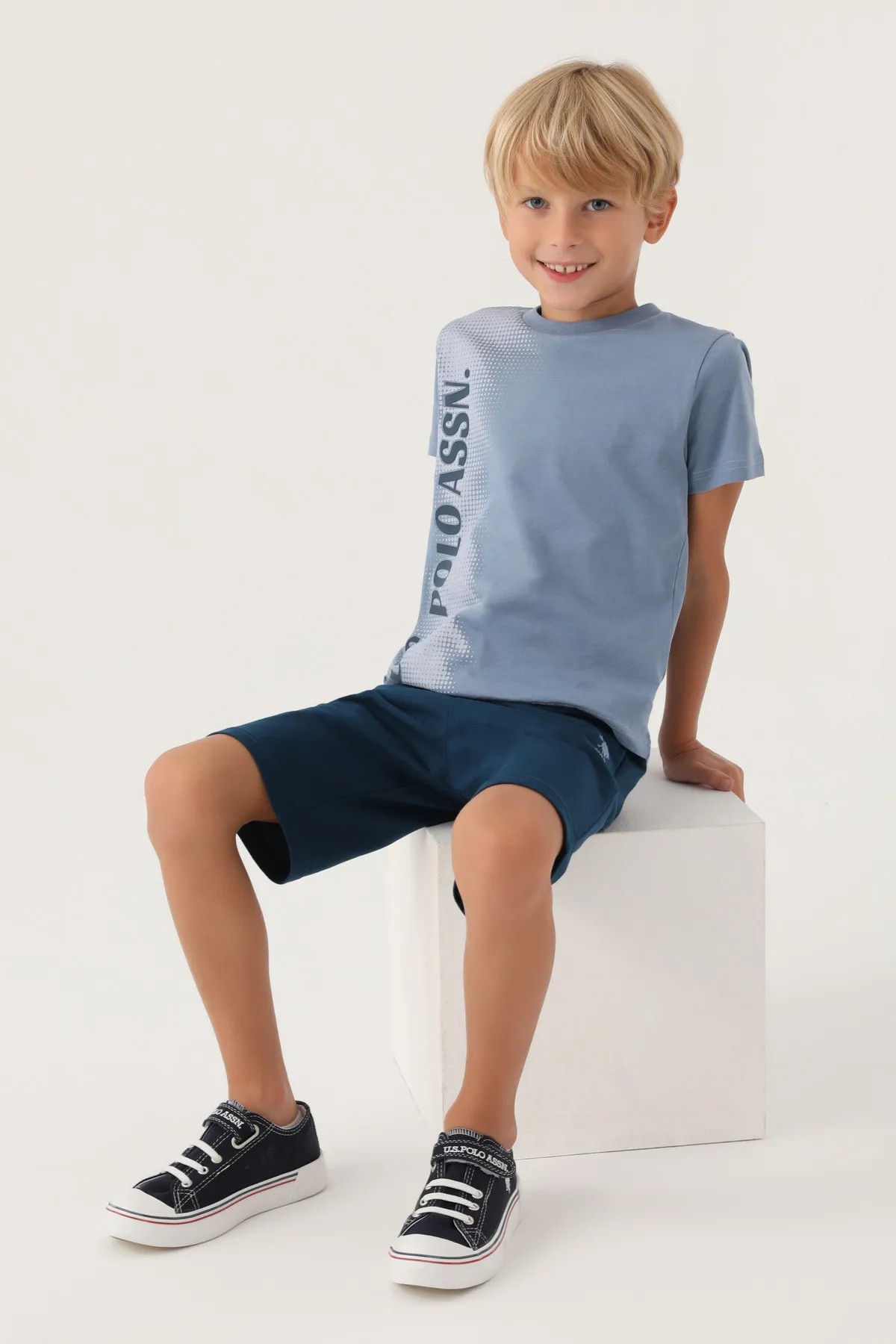 U.S. Polo Assn. Plain Written Erkek Çocuk İkili Takım Gece Mavisi
