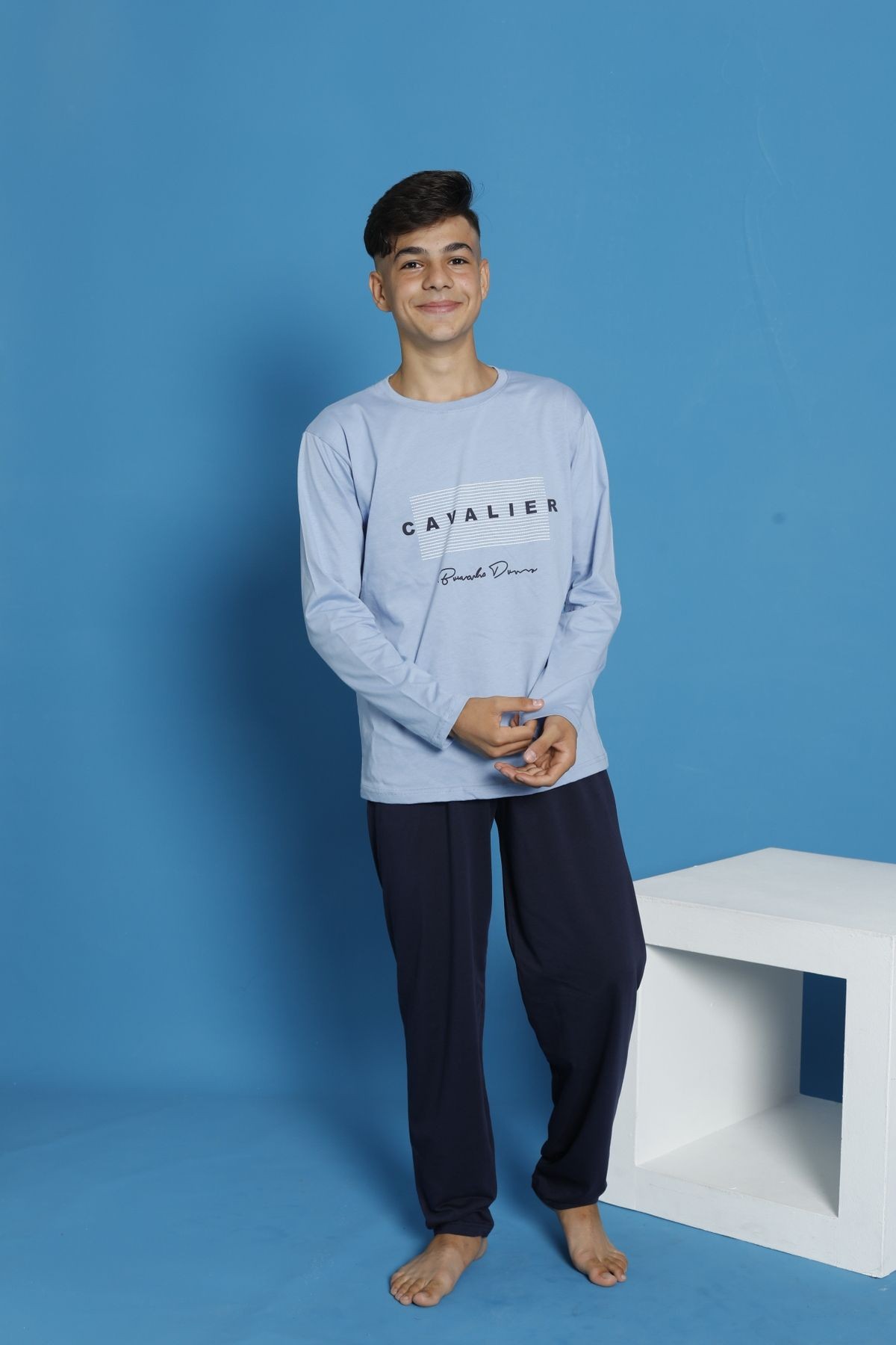 Penye Mevsimlik Uzun Kollu Garson (Genç) Pijama Takımı